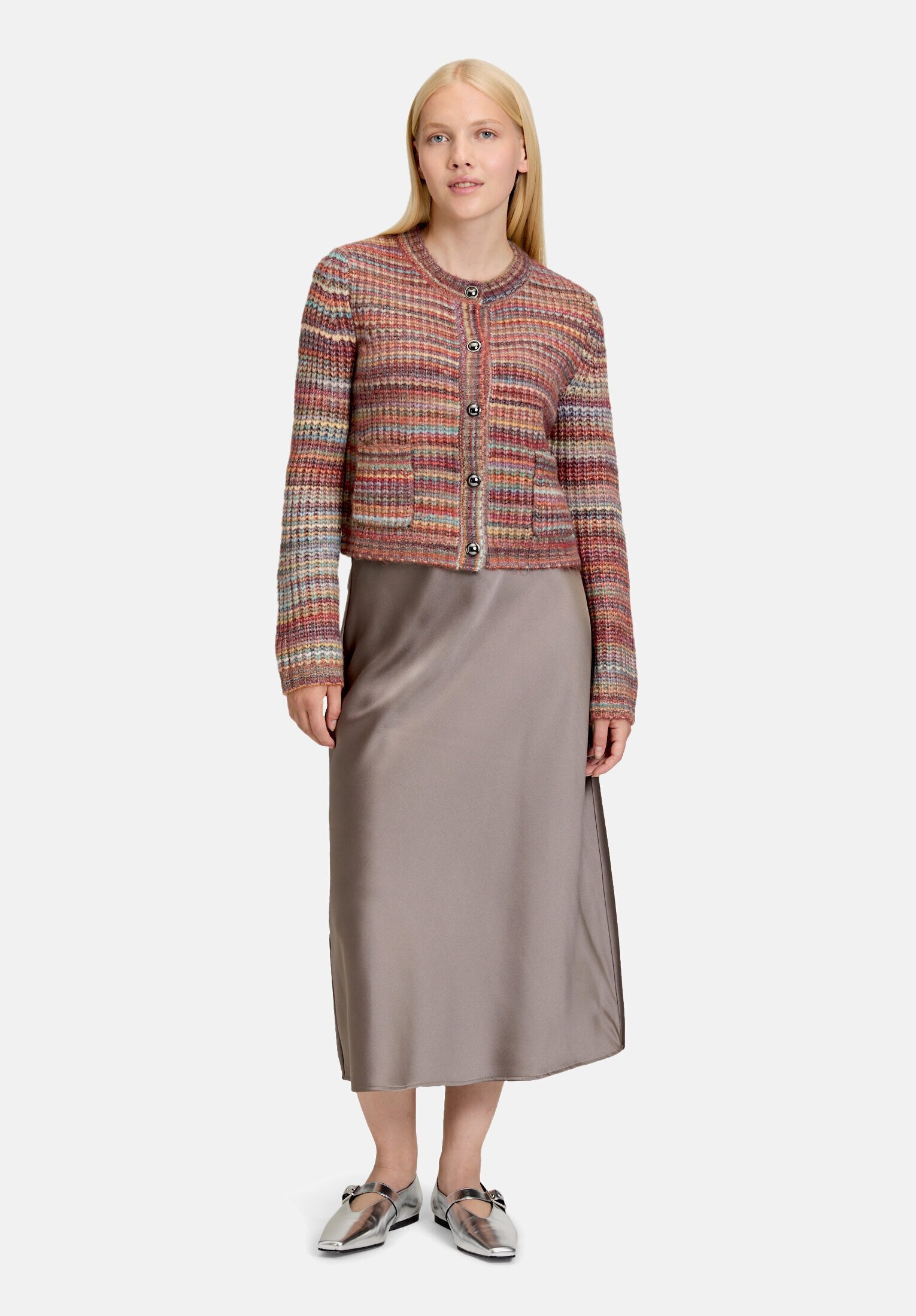 Cartoon Strickjacke Damen mit Rundhalsausschnitt (1-tlg)