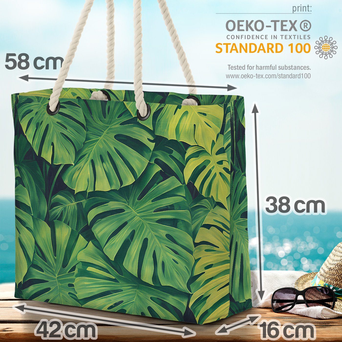 Blätter tropisch bl Strandtasche (1-tlg), urwald pflanze Urwald Palme Tropen blume Exotisch VOID