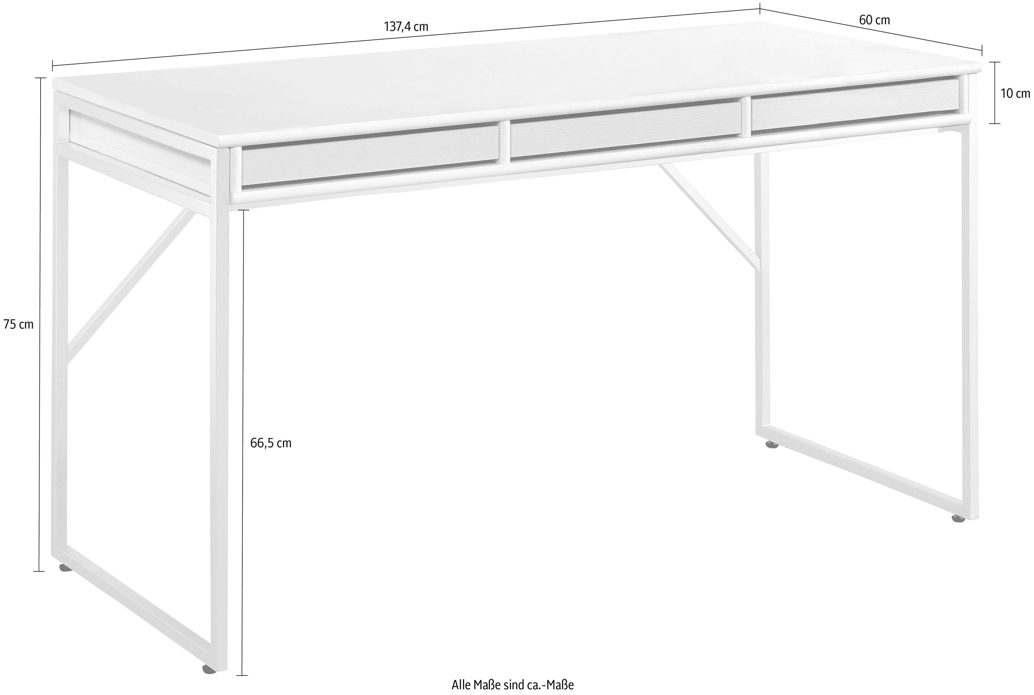 Gestell, pigmentiert Computertisch, Designmöbel Tisch, Mistral Furniture weiß Schreibtisch Bürotisch, Hammel Eiche mit Arbeitstisch, 137,4 B: cm,