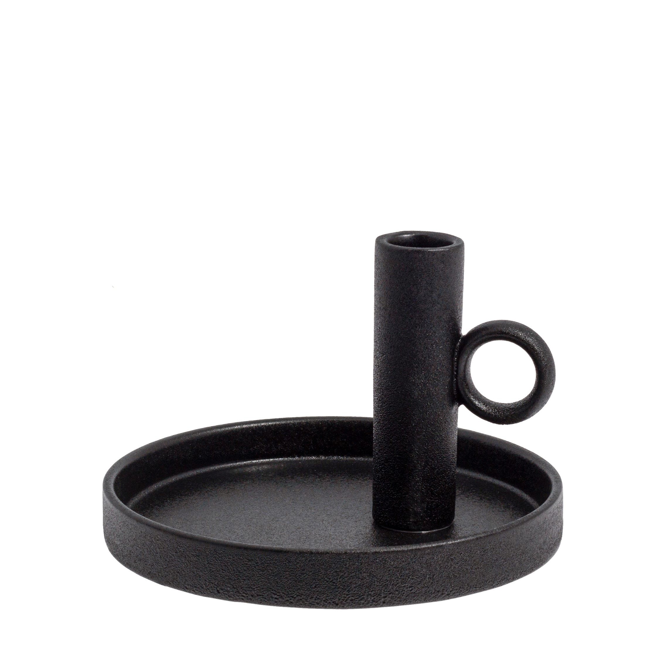 Kerzenständer Storefactory Kerzenhalter LINDE schwarz, Ø16x11 cm