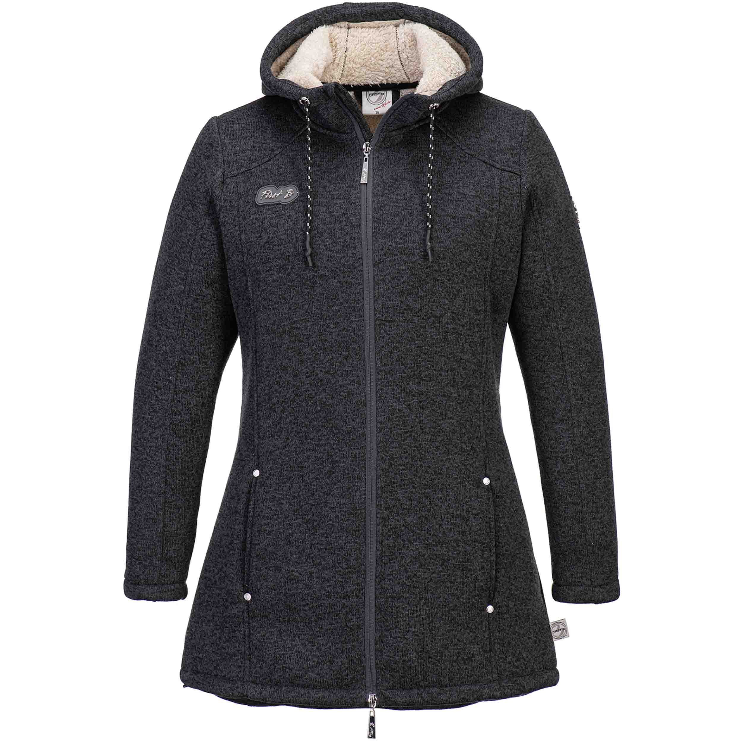 FirstB Kapuzenfleecejacke Damen atmungsaktiv, windabweisend, wasserabweisend anthrazit melange