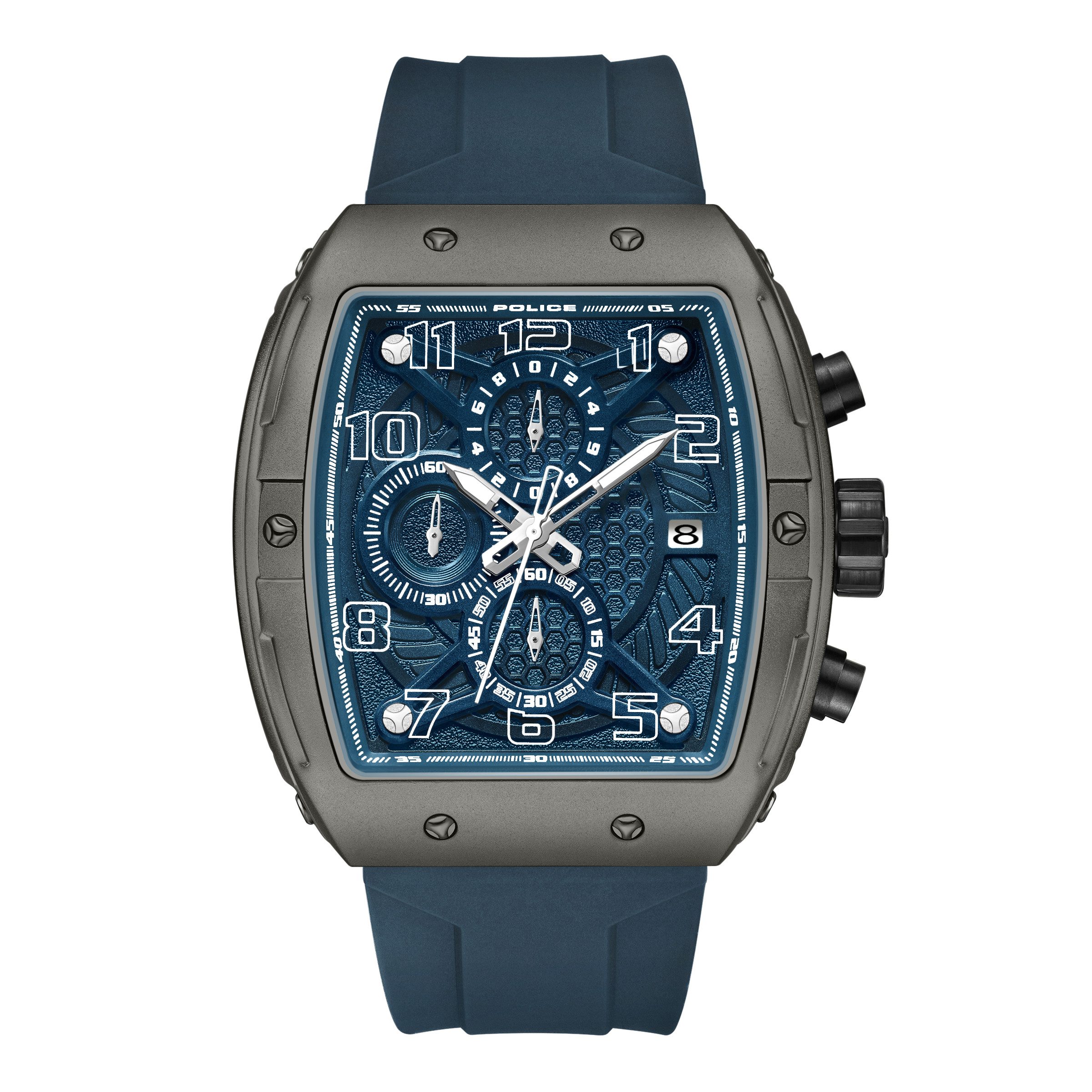 Police Chronograph Coswig PEWGO0063102, Quarzuhr, Armbanduhr, Herrenuhr, Silikonarmband, analog, Tag