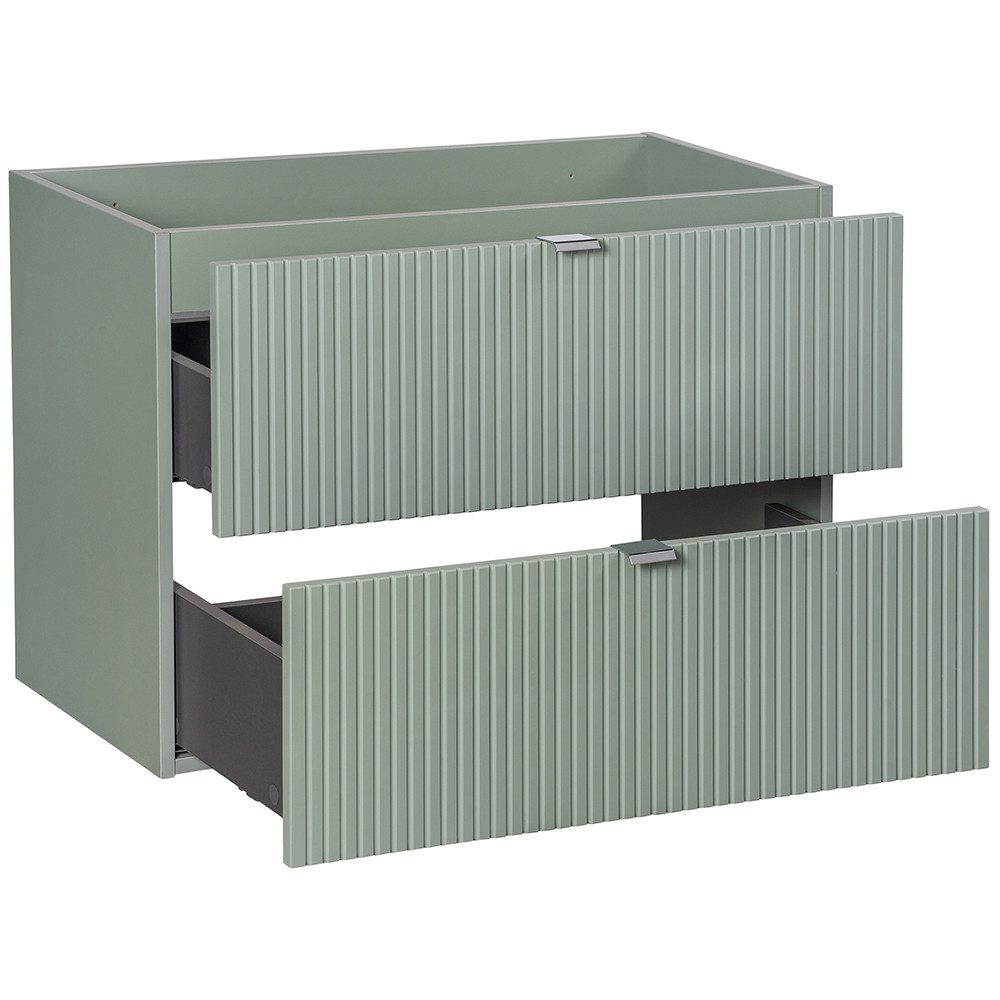 Lomadox NEWPORT-56-GREEN vanity unit, washbasin, ceramic sink, green with oak, 80cm, grooved front