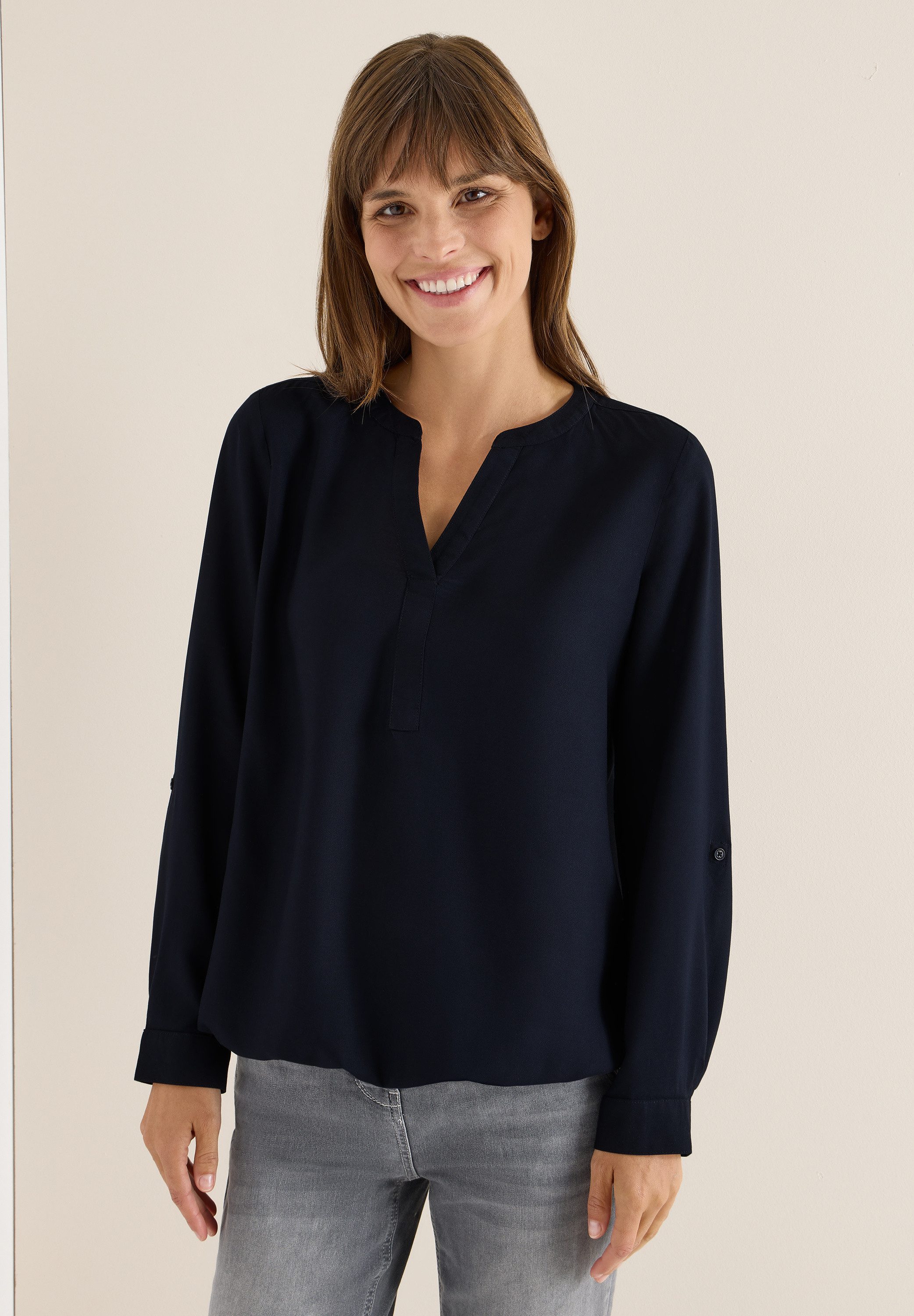 CECIL Langarmbluse in Unifarbe günstig online kaufen