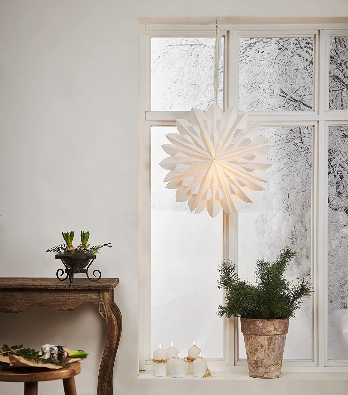 STAR TRADING Papierstern Papierstern Clipp weiß Papier mit Dekor ca 60cm oh günstig online kaufen