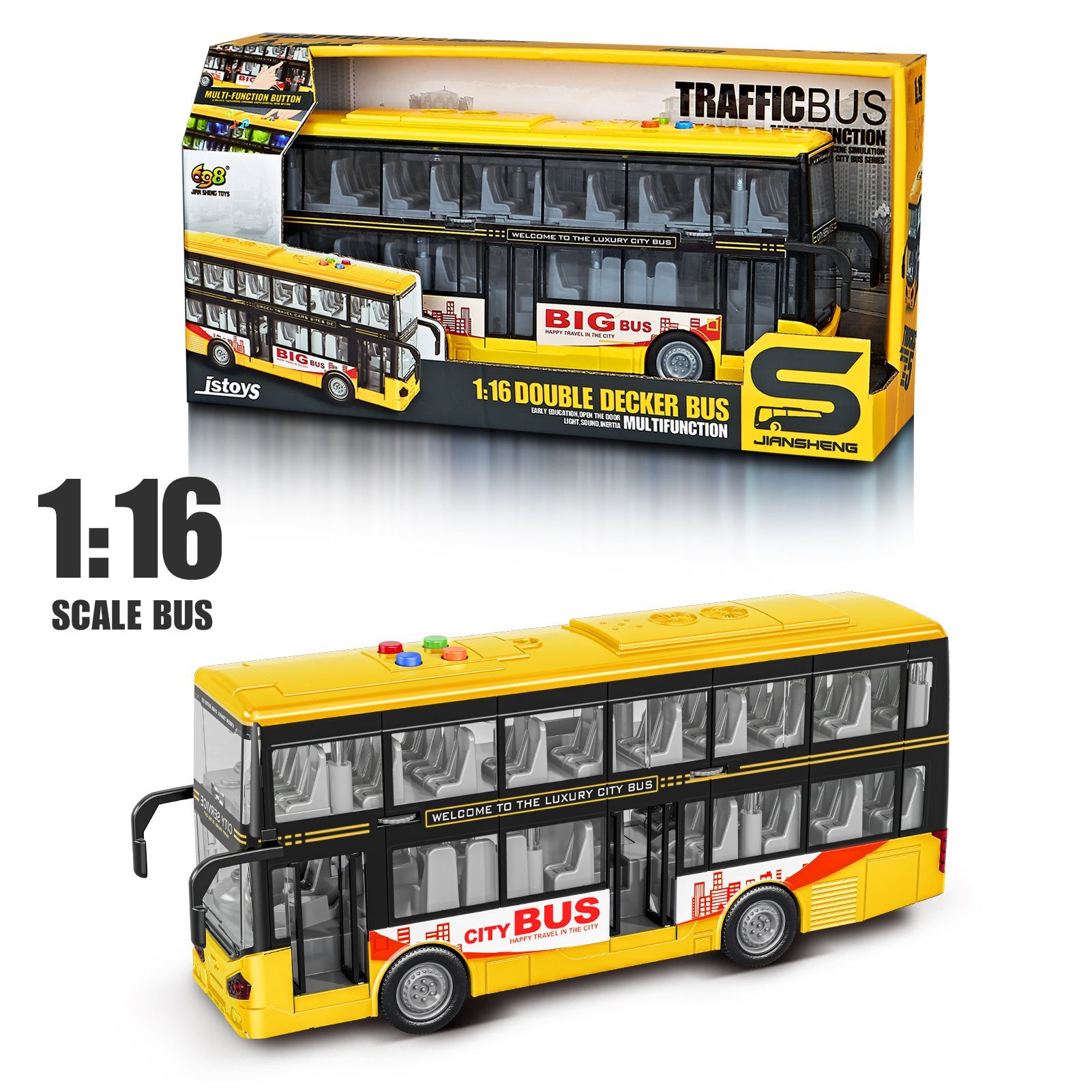 Esun Spielzeug-Bus Auto Spielzeug ab234 jahre, Doppeldecker Bus