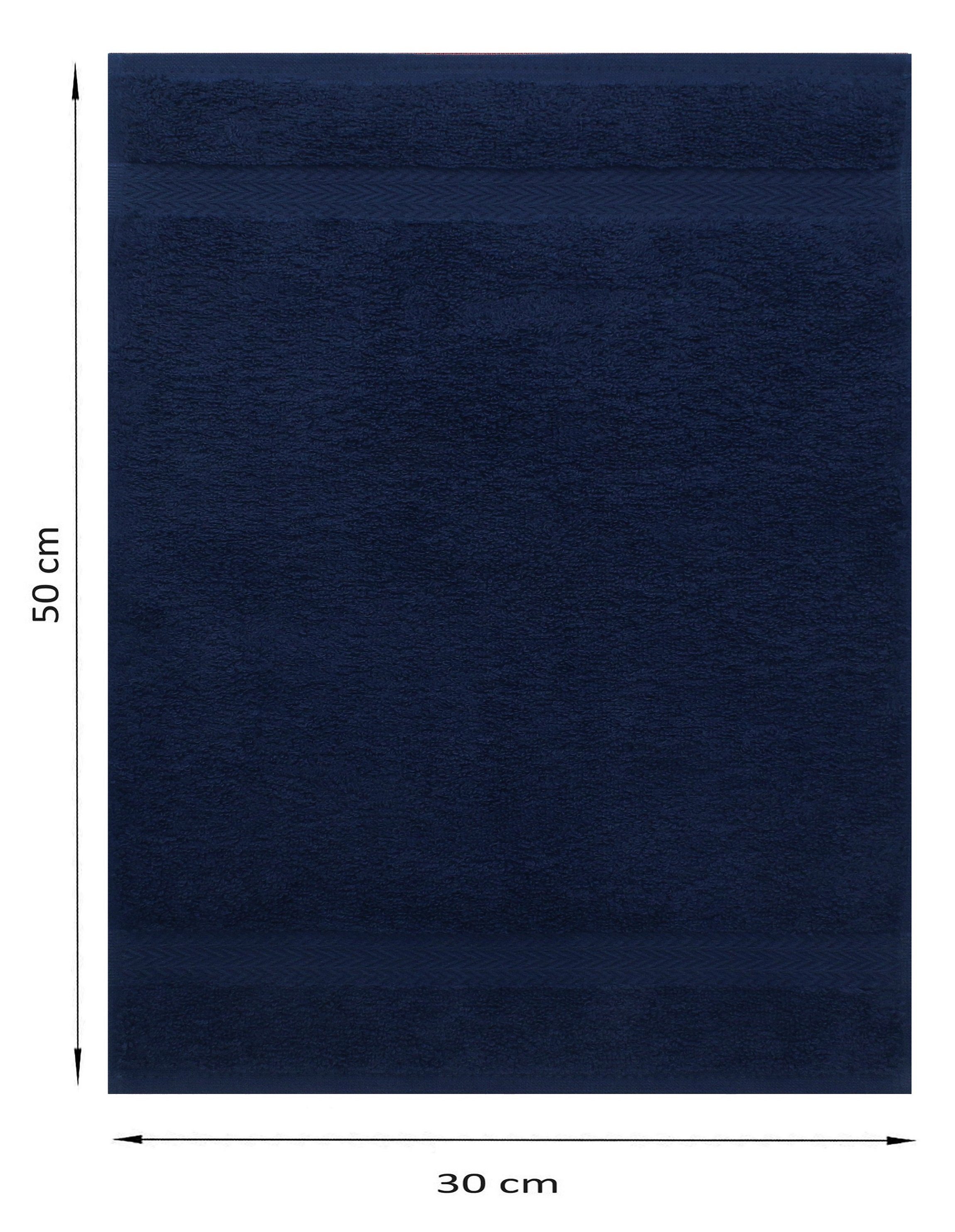 10 100% Premium (10-St) cm Gästehandtücher Stück Betz Farbe 100% Baumwolle und Baumwolle Gästehandtücher 30x50 dunkelblau Gästetuch-Set hellblau,