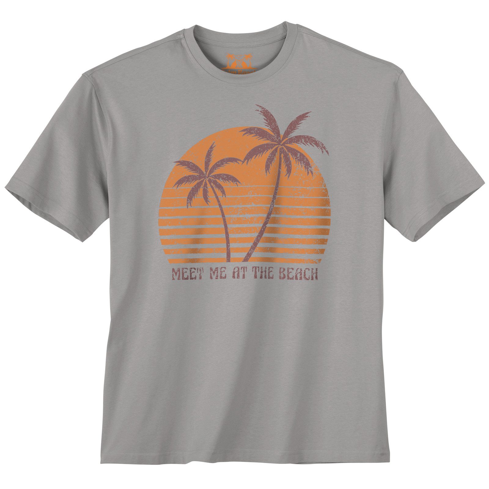 Print-Shirt Calm Beach Übergrößen T-Shirt grau Palmenprint