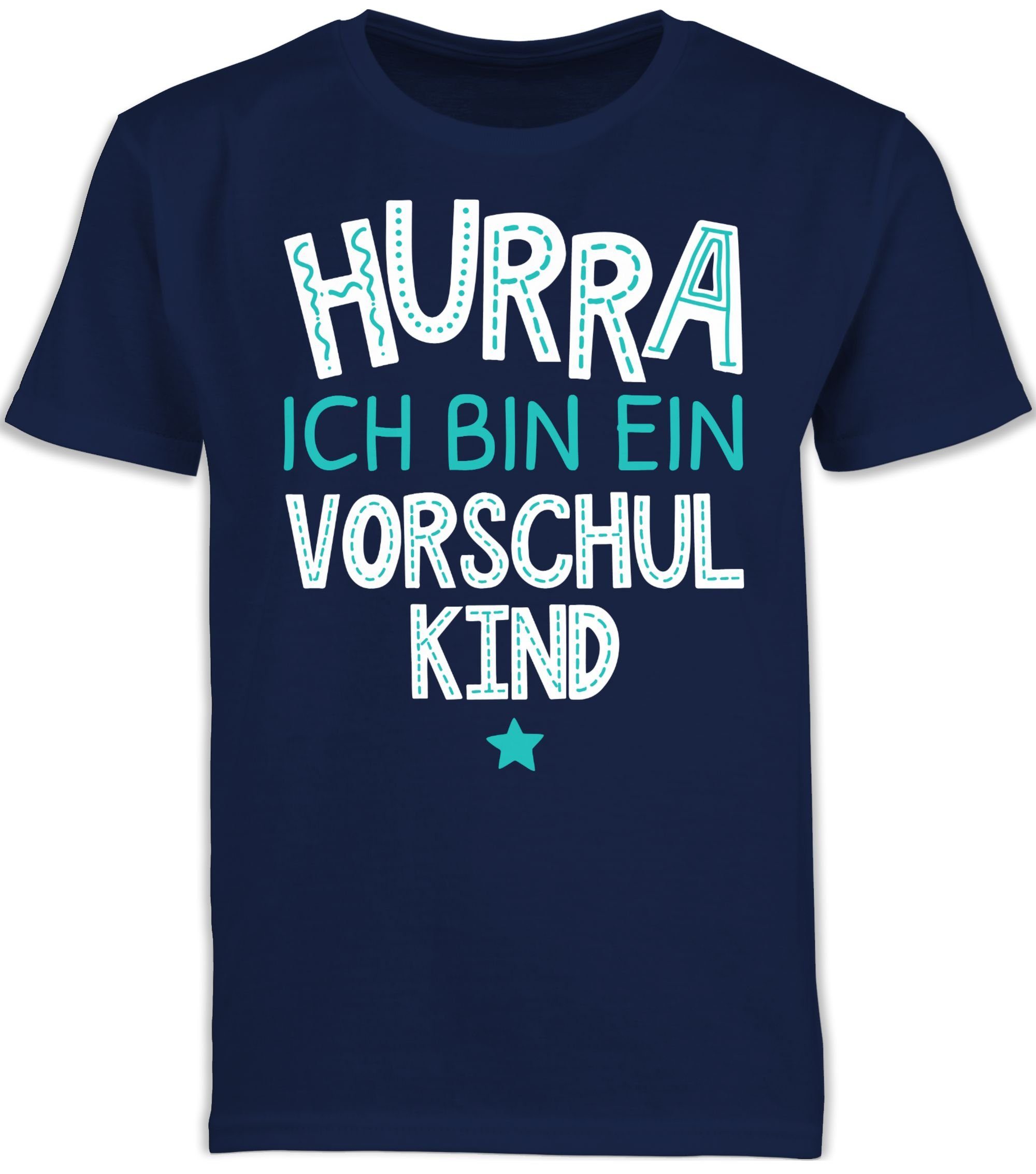 Shirtracer T-Shirt Hurra ich bin ein Vorschulkind türkis weiß Vorschulkinder Geschenke