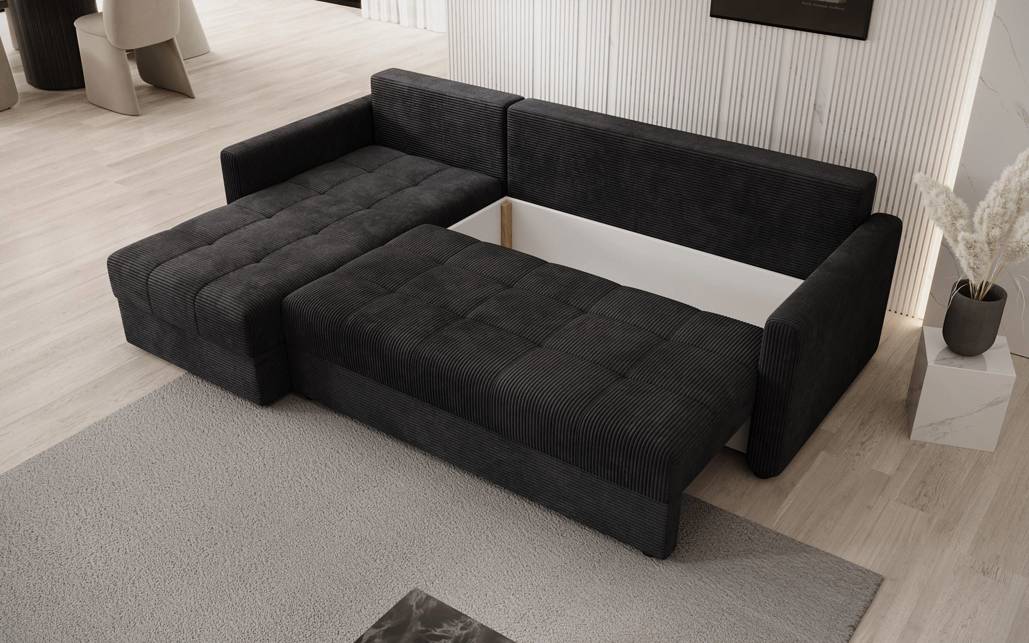 Luxusbetten24 Schlafsofa Designer Sofa Roma in Cord, mit Stauraum und Schlaffunktion