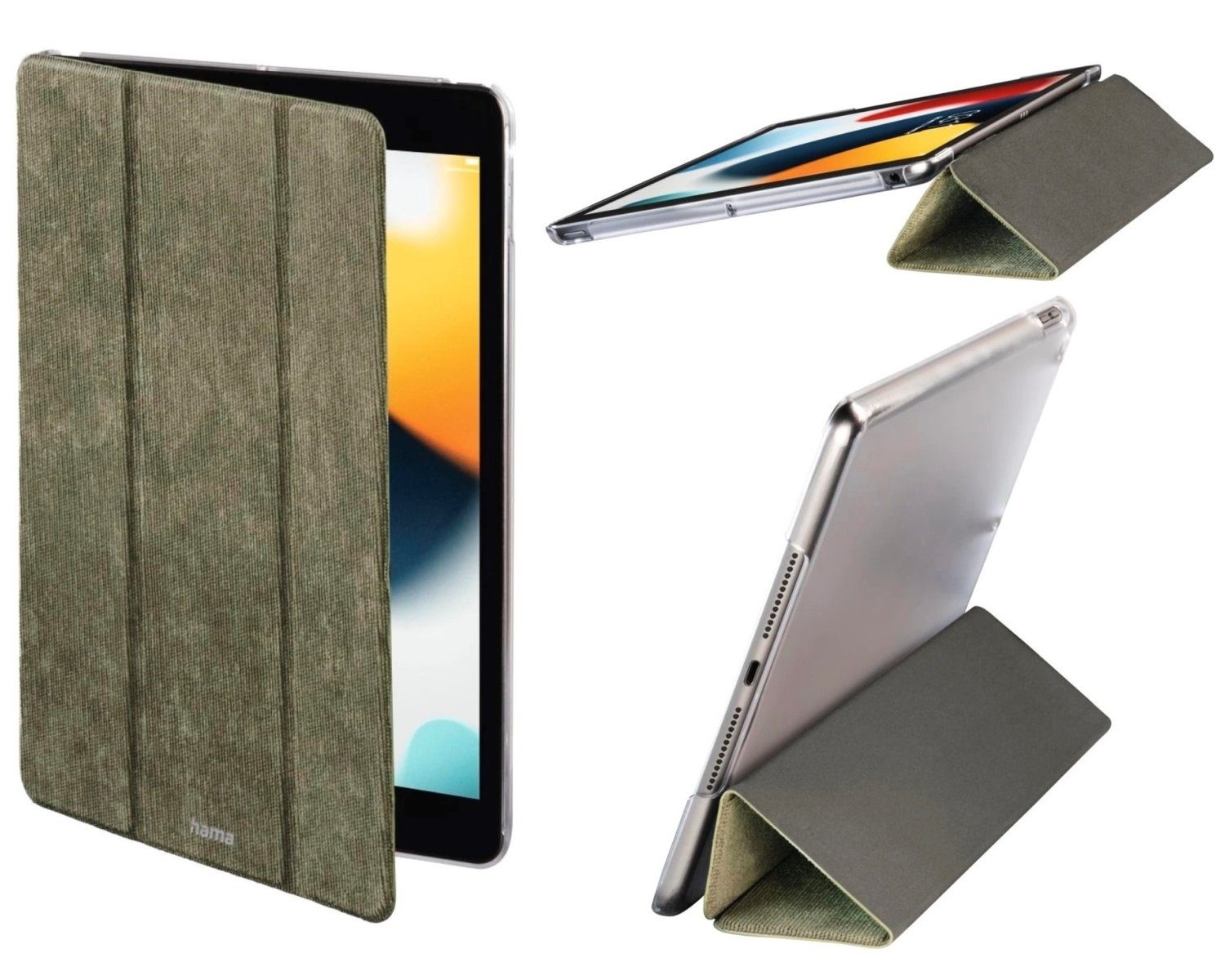 Hama Tablet-Hülle Smart Case Cali Tasche Cover Hülle Bag Oliv, Standfunktion, für Apple iPad 7 2019 / iPad 8 2020 / iPad 9 2021 10,2"