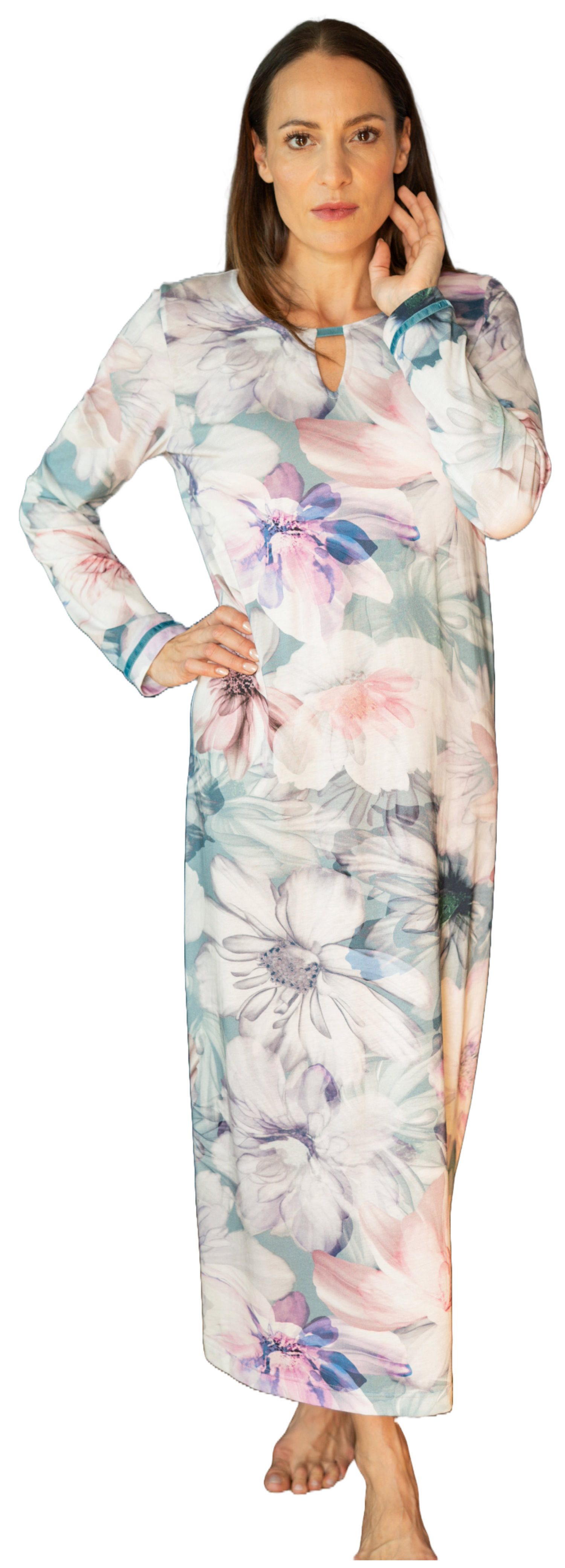 HUTSCHREUTHER Nachthemd Damen Schlafshirt mit langem Arm (1-tlg) Florales D günstig online kaufen