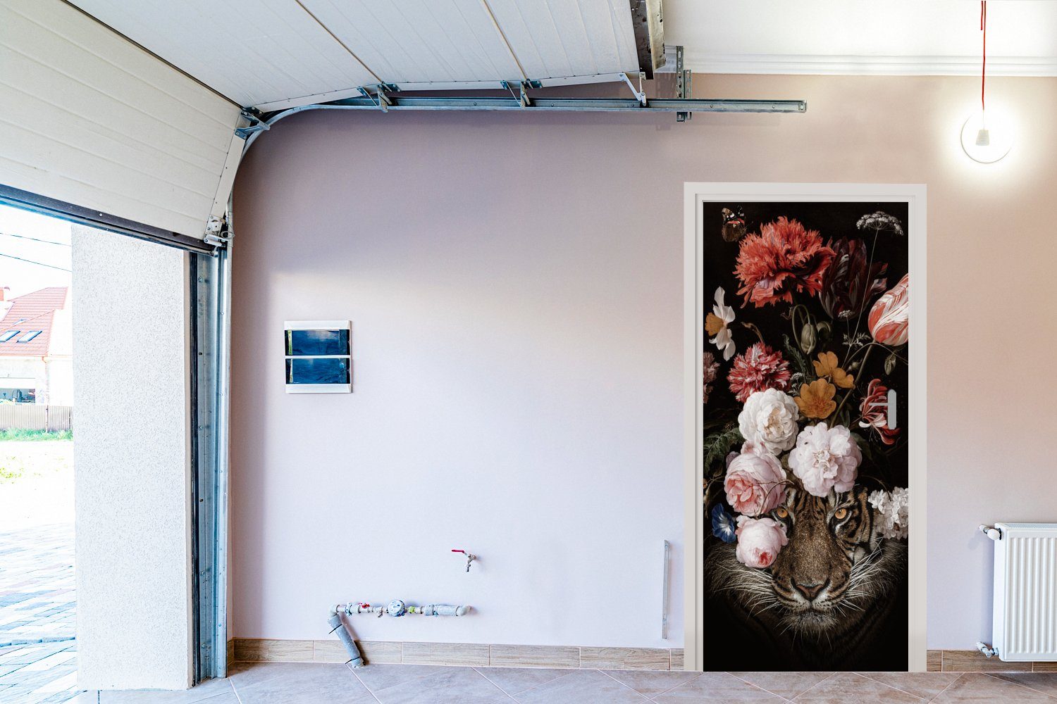 Tür, Alte, Blumen Tiger MuchoWow Matt, (1 für - Davidsz St), Heem Fototapete - de - Stillleben Gemälde - Jan Türtapete Türaufkleber, 75x205 - cm bedruckt,