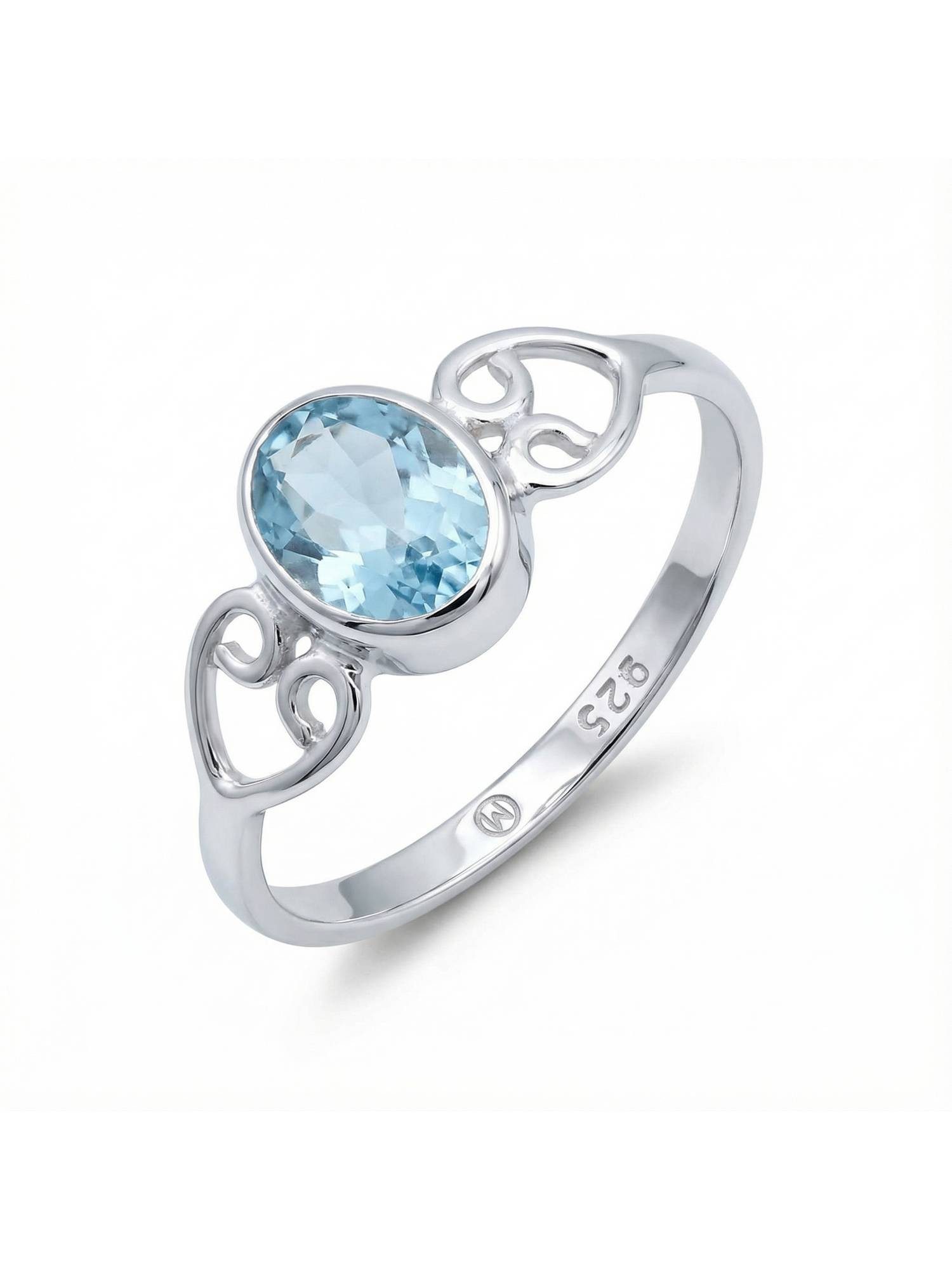 mantraroma Silberring ORITI aus 925 Silber mit blau Topas (Ring mit Schmuckbeutel), Damenring aus 925er Silber