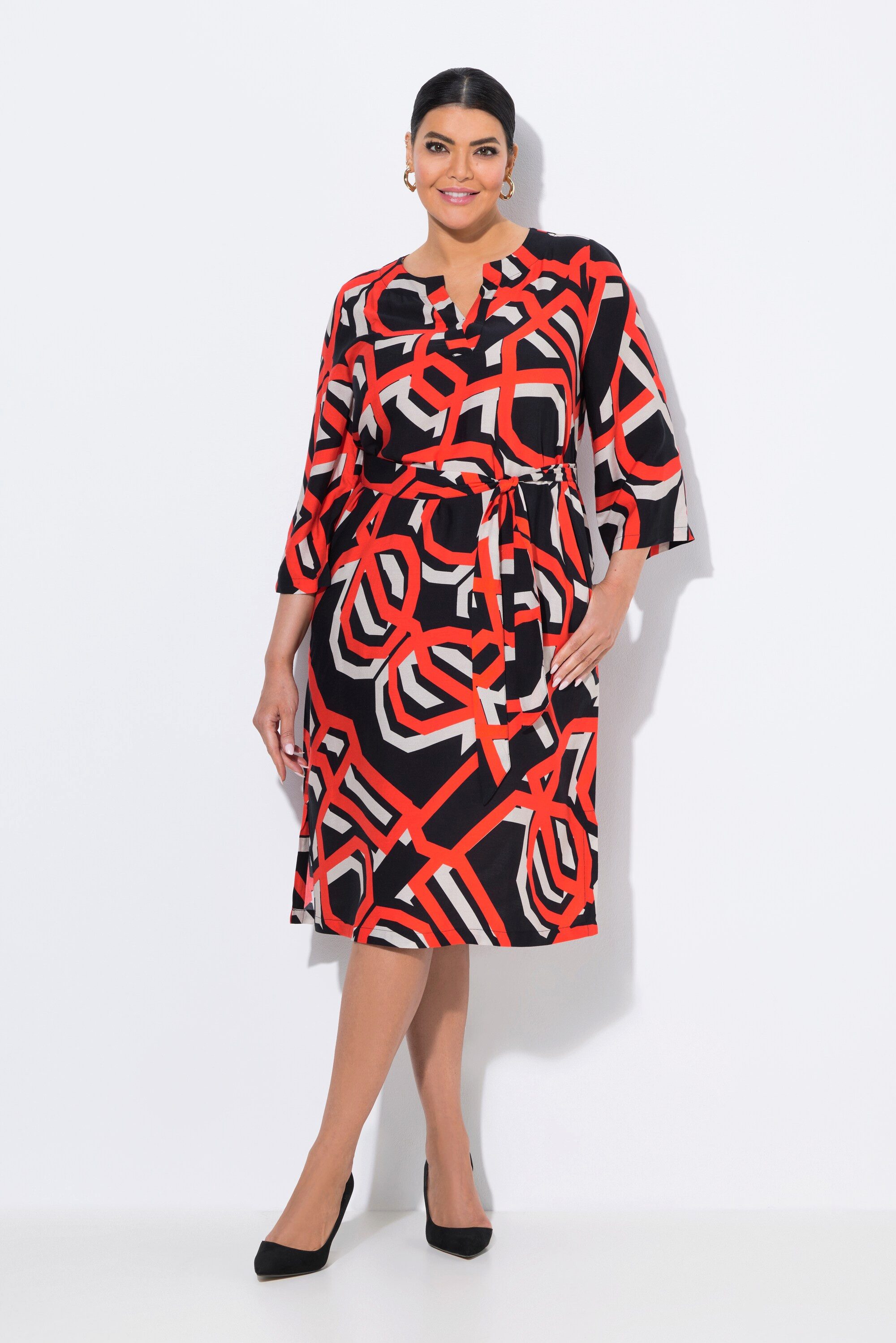 Ulla Popken Midikleid Kleid grafischer Druck günstig online kaufen