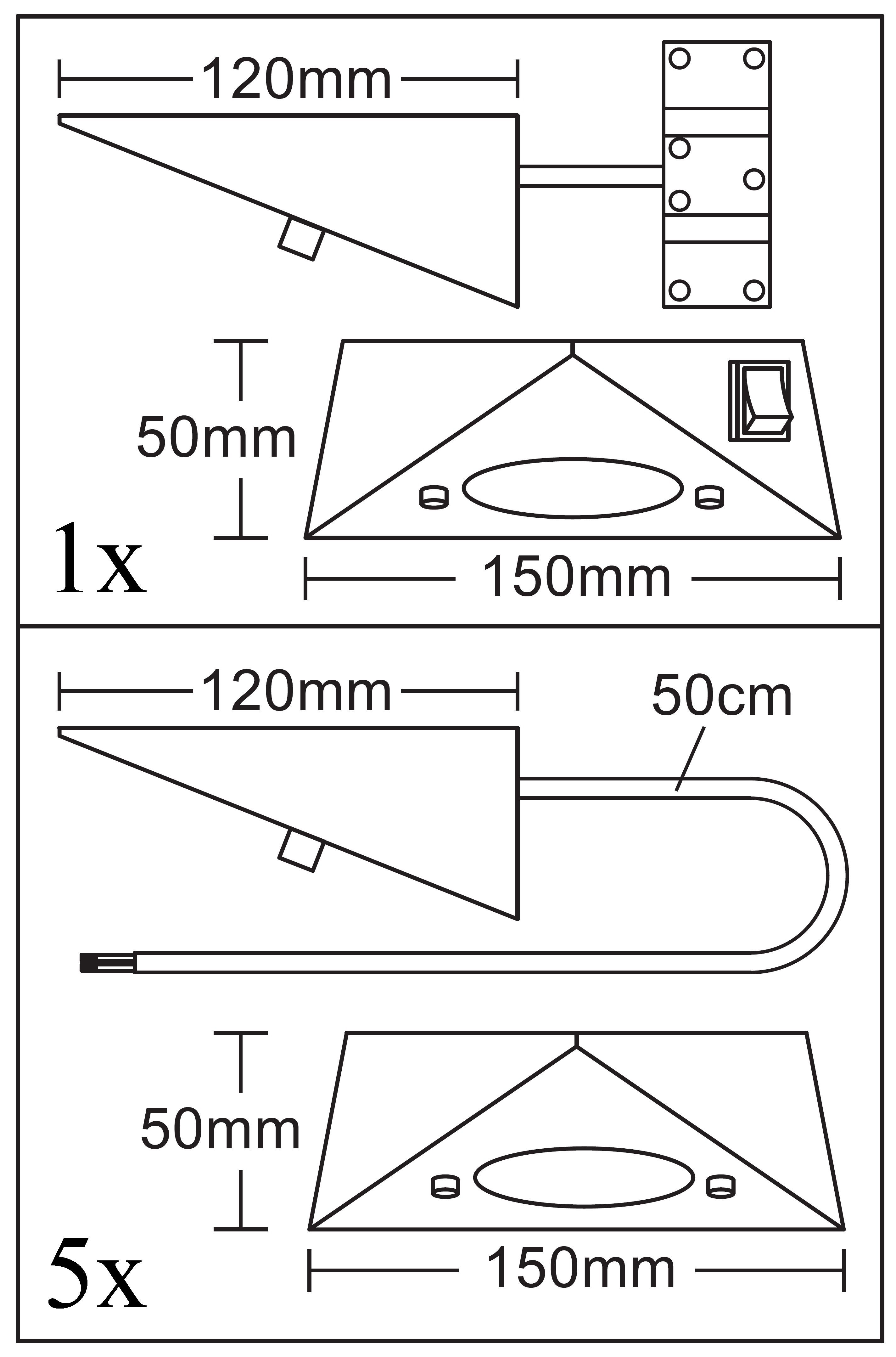 beliebig Modul aus erweiterbar, Einbaustrahler 6739-62 230 - warmweiß TRANGO Dreieckleuchte - 6x Schrankleuchte Schalter gebürstet - LED Edelstahl 6er Watt - direkt Unterbauleuchte, 3000K Edelstahl Einbauleuchte Volt inkl. Set – 4.8 LED LED-Küchenunterbauleuchte LED *COOK*