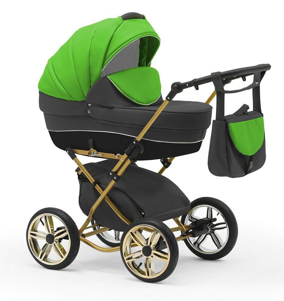 Thumbnail - BabyMerc Kombi-Kinderwagen Sorento Gold 4 in 1 mit Sportsitz, Autositz und Zubehör in 30 Farben