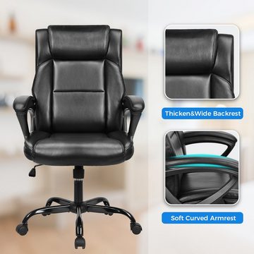 BASETBL Bürostuhl ergonomischer Schreibtischstuhl, Chefsessel, Gaming-Stuhl aus Leder, gepolsterter Armlehnen, weiche Kopfstütze, Rückenlehne,150kg belastbar