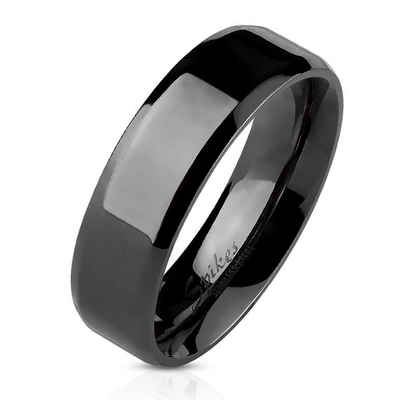 BUNGSA Fingerring Ring abgerundete Kanten Schwarz aus Edelstahl Unisex (Ring, 1-tlg), Damen Herren