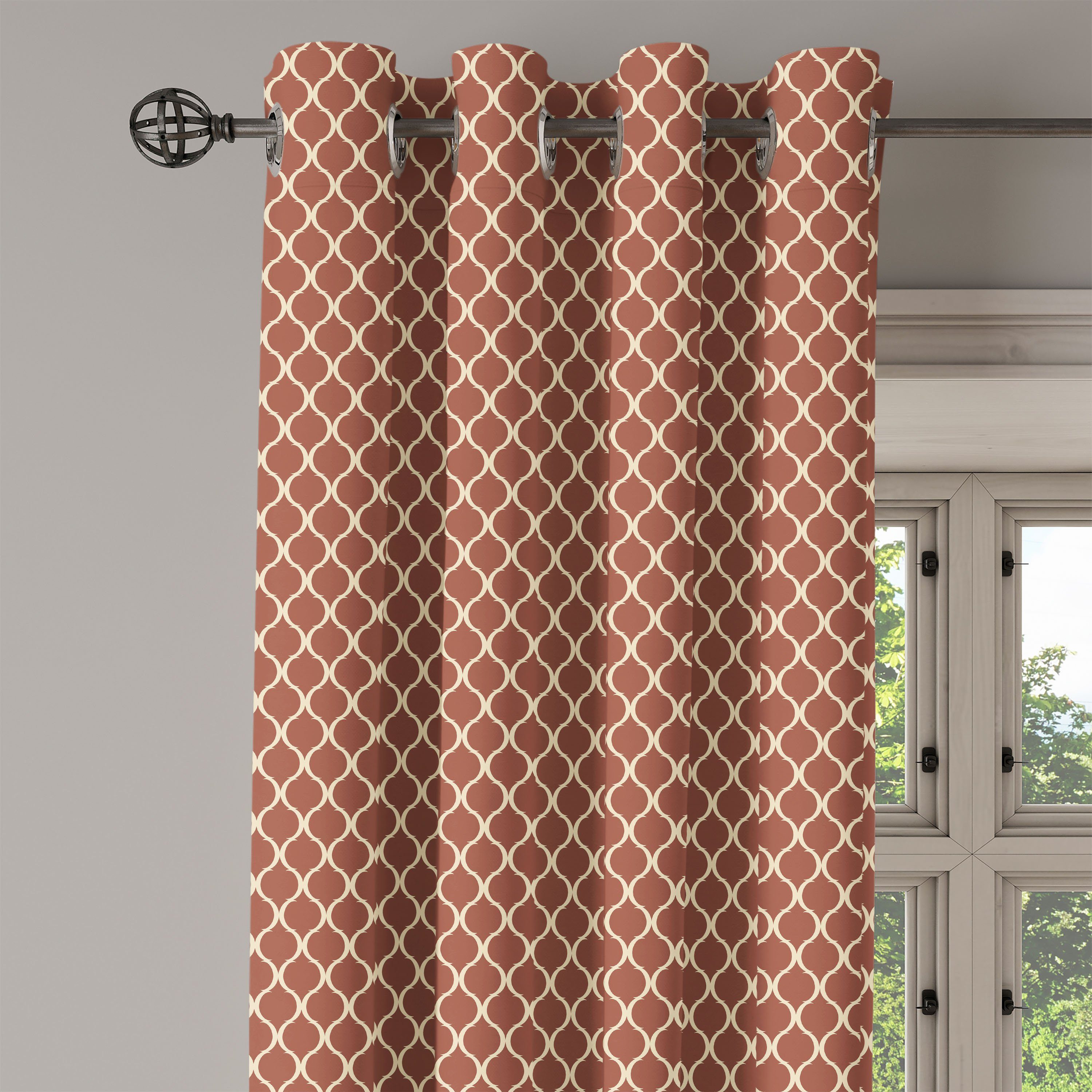 Retro Wohnzimmer, Schlafzimmer Scrolls Gardine Abakuhaus, Dekorative Chevron für 2-Panel-Fenstervorhänge