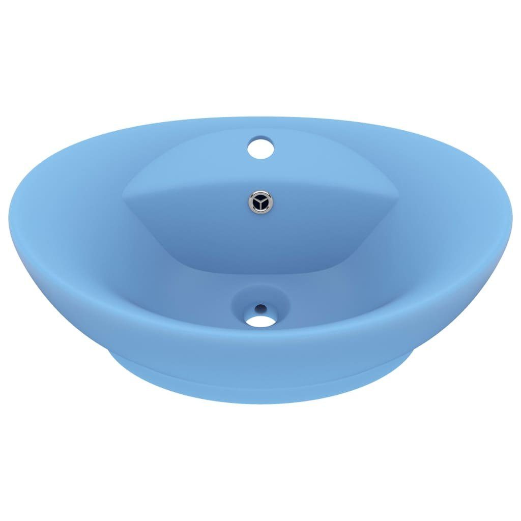 vidaXL Waschbecken Waschbecken Badezimmer Aufsatzwaschbecken Überlauf Matt Hellblau 58,5x