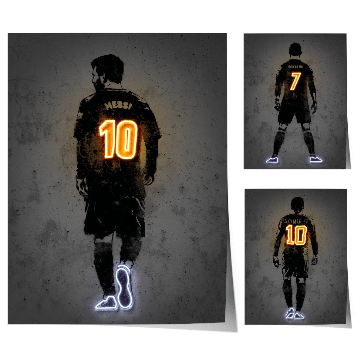 JUSTGOODMOOD Poster Fußball Lionel Messi Nummer 10 Christiano Ronaldo 7 und Neymar Jr 10 m, Messi (1 St)