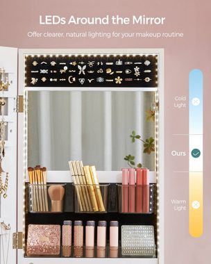 SONGMICS Schmuckschrank Spiegelschrank mit LED-Beleuchtung, Make-up-Spiegel