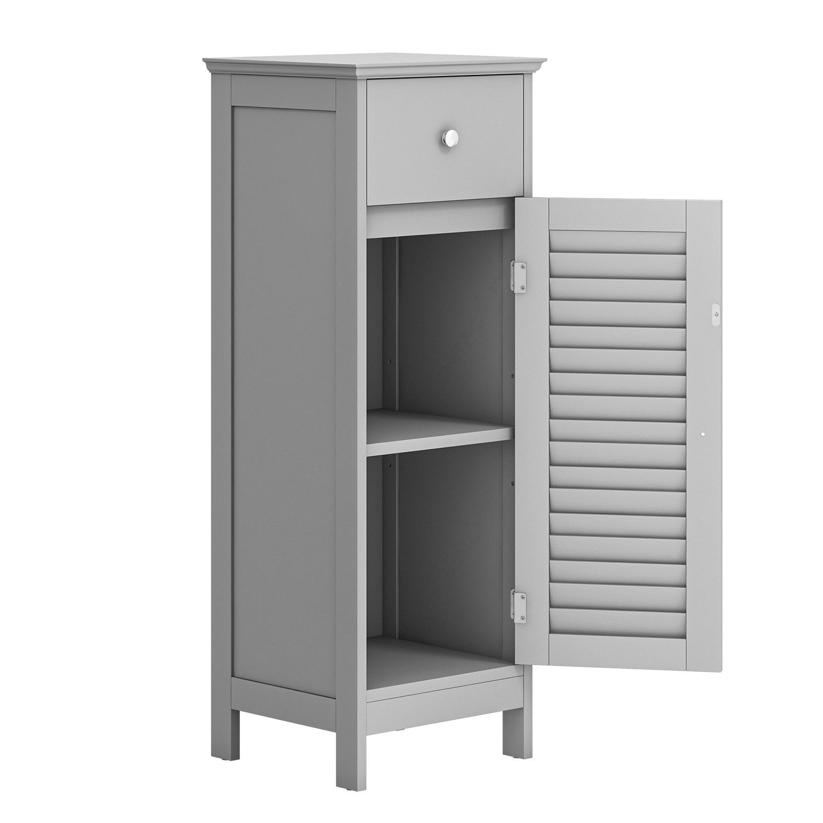 COSTWAY Badkommode, mit Schublade, Lamellentür,verstellbar Regal,32x30x88cm