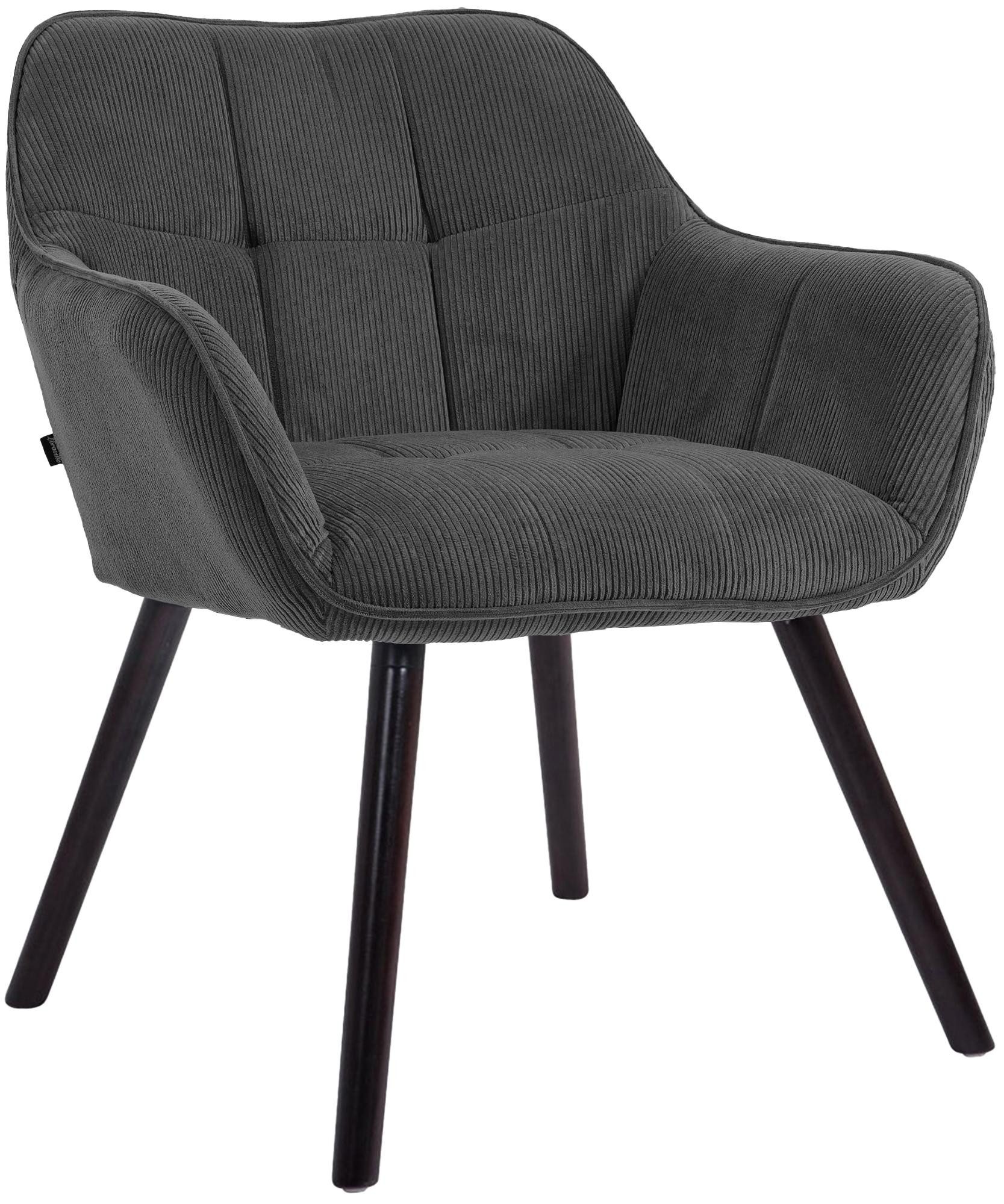 furnicato Esszimmerstuhl Vienna Cord 65x64x82 cm dunkelgrau (1 St)