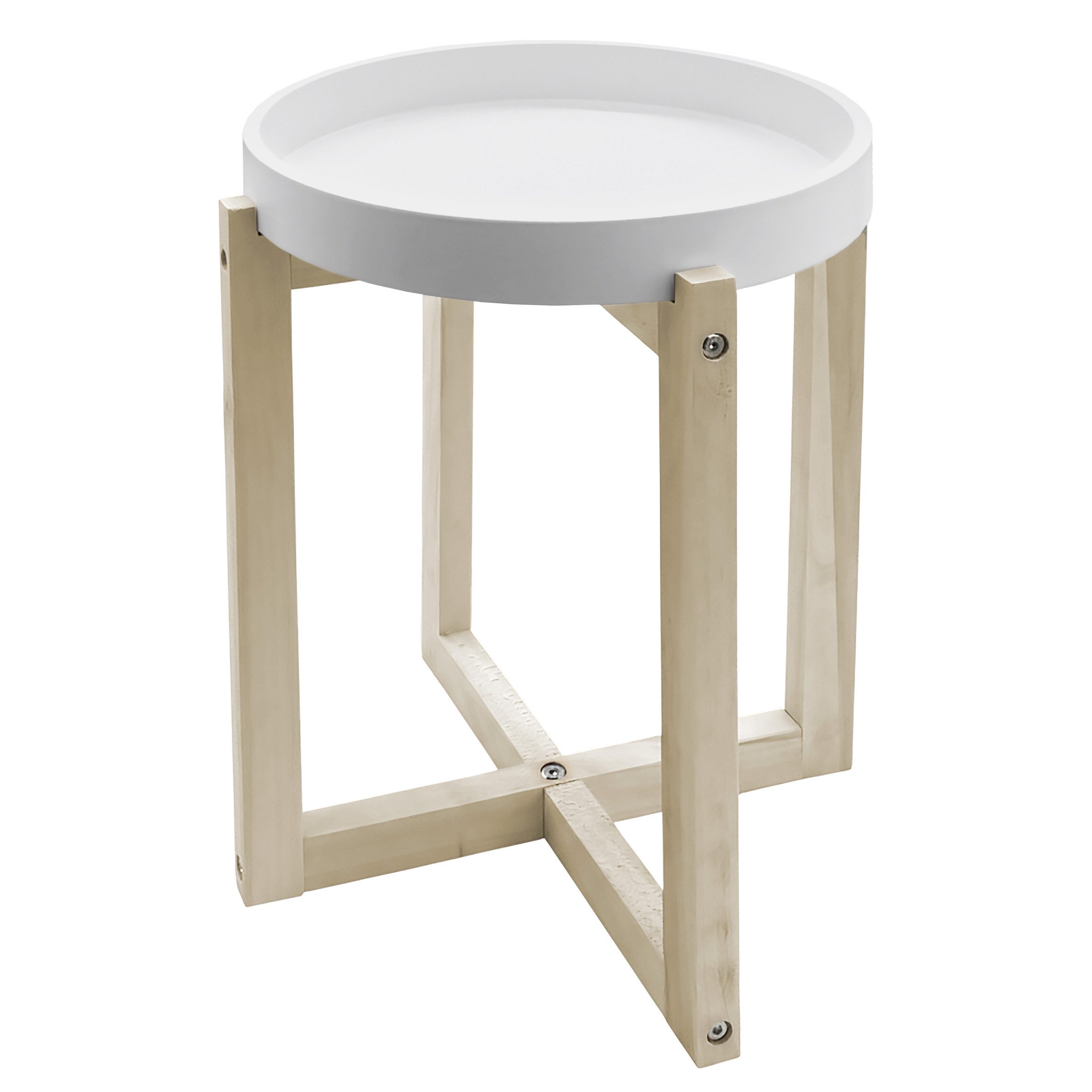 Spetebo Beistelltisch Couchtisch Holz rund mit Tischplatte im Tablett Design (40 cm x 33 cm (Höhe x Durchmesser), 1-St., Couchtisch), Durchmesser der Tischplatte ca. 30 cm