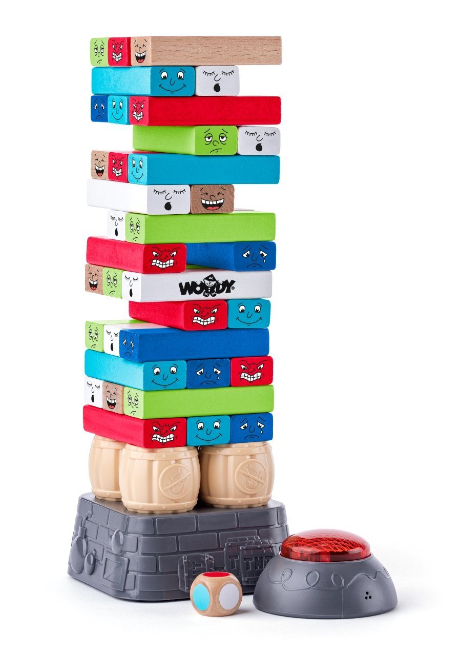 Woodyland Lernspielzeug 10212 Holz/Kunststoff - Stapelspiel "ELECTRONIC-TOWER". 49 teilig., Spielturm mit Würfel