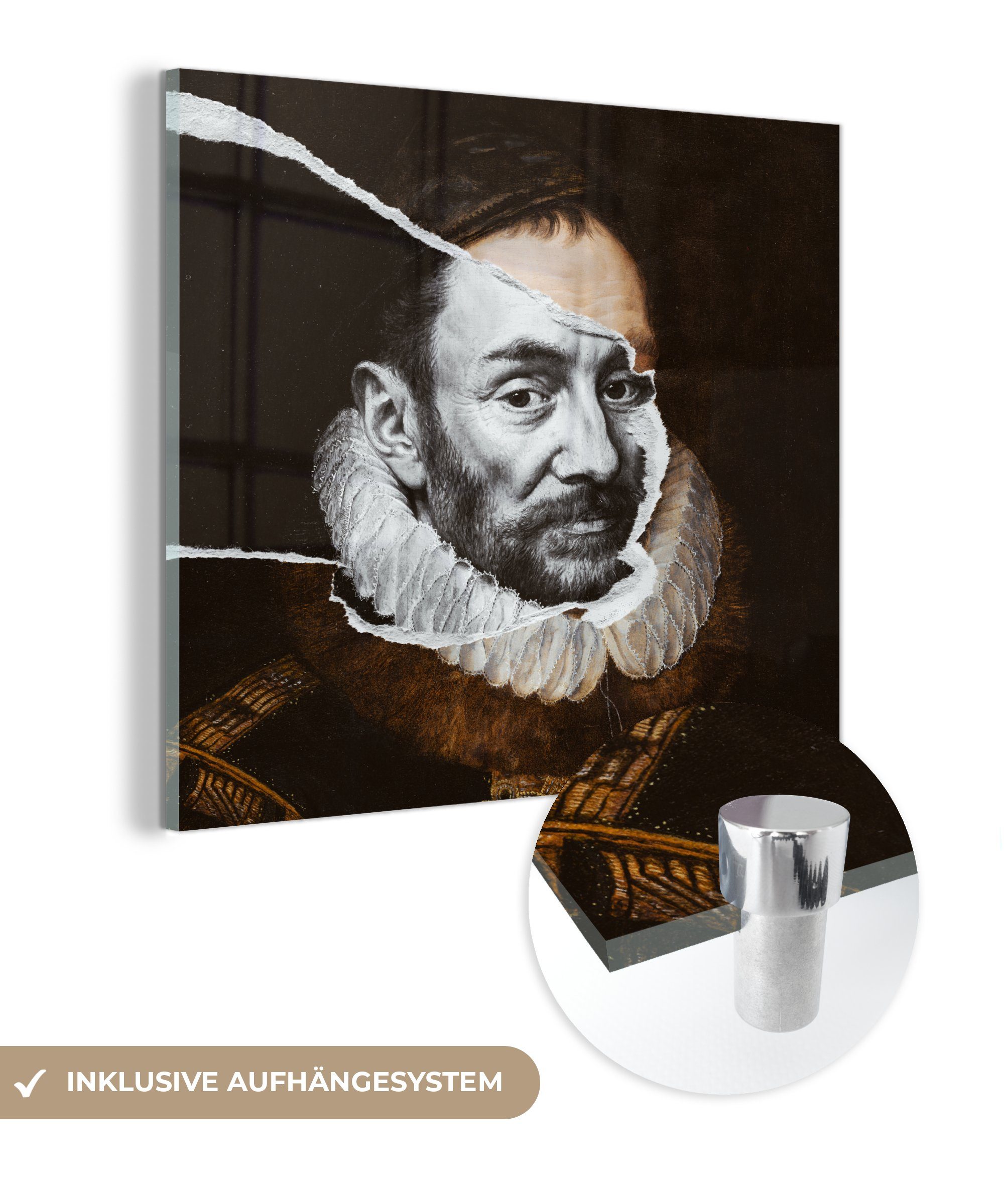 MuchoWow Acrylglasbild Wilhelm von Oranien - Alte Meister - Adriaen Thomasz, (1 St), Glasbilder - Bilder auf Glas Wandbild - Foto auf Glas - Wanddekoration