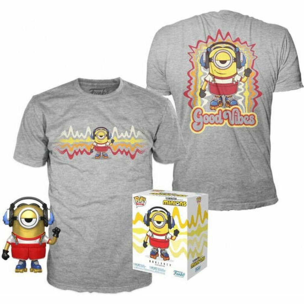 Funko Actionfigur Set Figur POP & Tee Minions Roller Skating Stuart Metallic Exklusiv