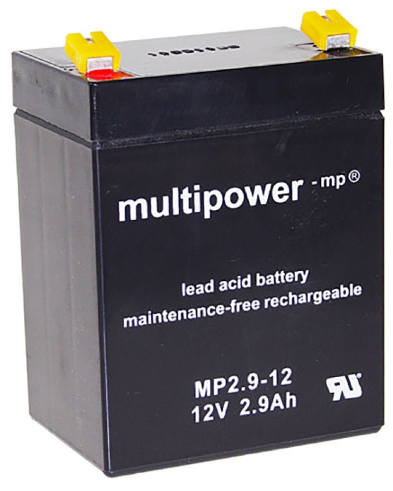 Multipower Bleiakkus (12 Volt V), Blei-Akku Multipower MP2.9-12, 4,8 mm Faston Anschluss, 12 Volt, 2,9 Ah