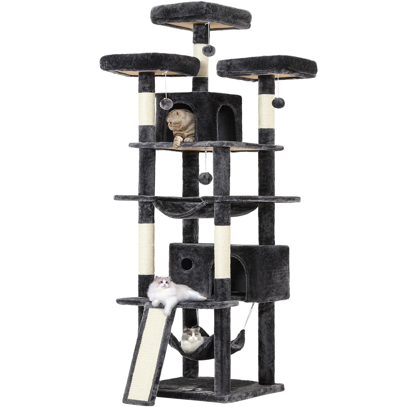 MSMASK Kratzbaum groß Katzenbaum, mit 3 Plattformen, 2 Höhlen, 194 cm hoch, günstig online kaufen