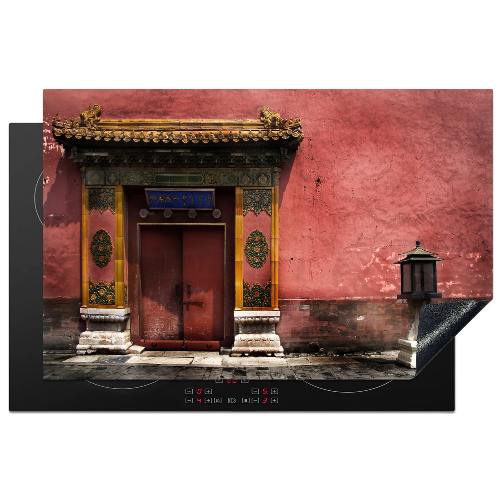MuchoWow Herdblende-/Abdeckplatte Tür in der Verbotenen Stadt in Peking, Vinyl, (1 tlg), 81x52 cm, Induktionskochfeld Schutz für die küche, Ceranfeldabdeckung