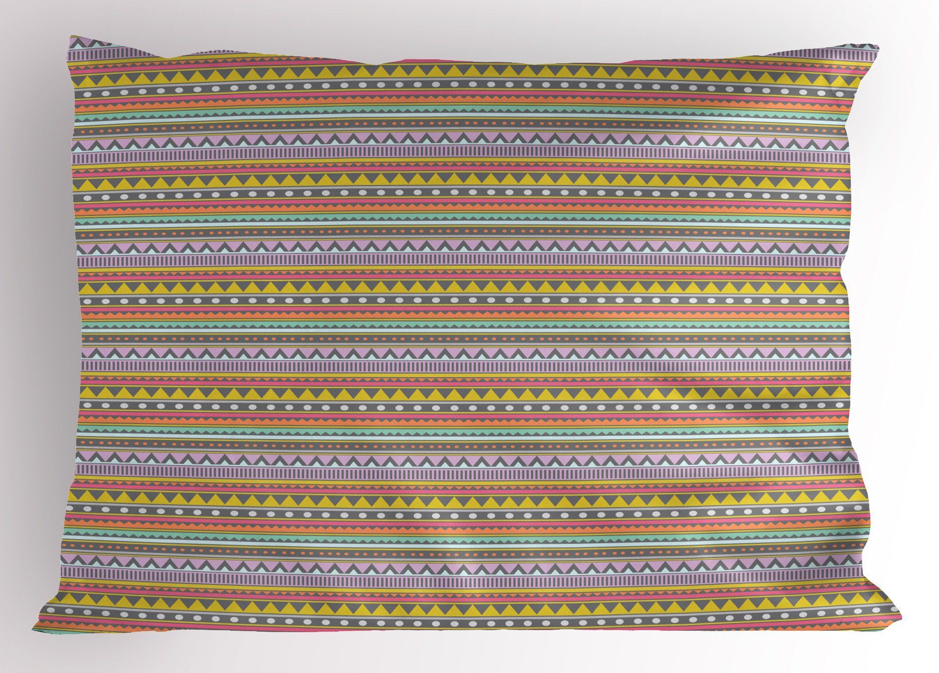 Zier Dekorativer Kissenbezüge (1 King Size Stück), Horizontale Boho Linien Kissenbezug, Standard Abakuhaus Gedruckter