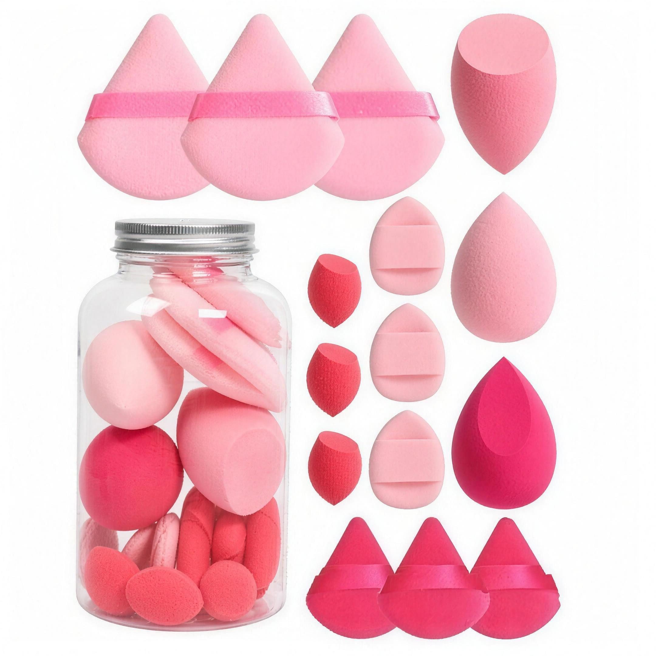 H-basics Make-up Schwamm Set 15-teilig Pink Schminkschwamm Puderquaste