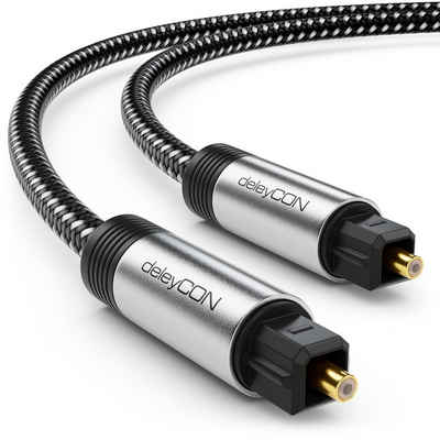 deleyCON deleyCON Toslink Kabel 5m Optisches Digital Audio Kabel Metallstecker Optisches-Kabel