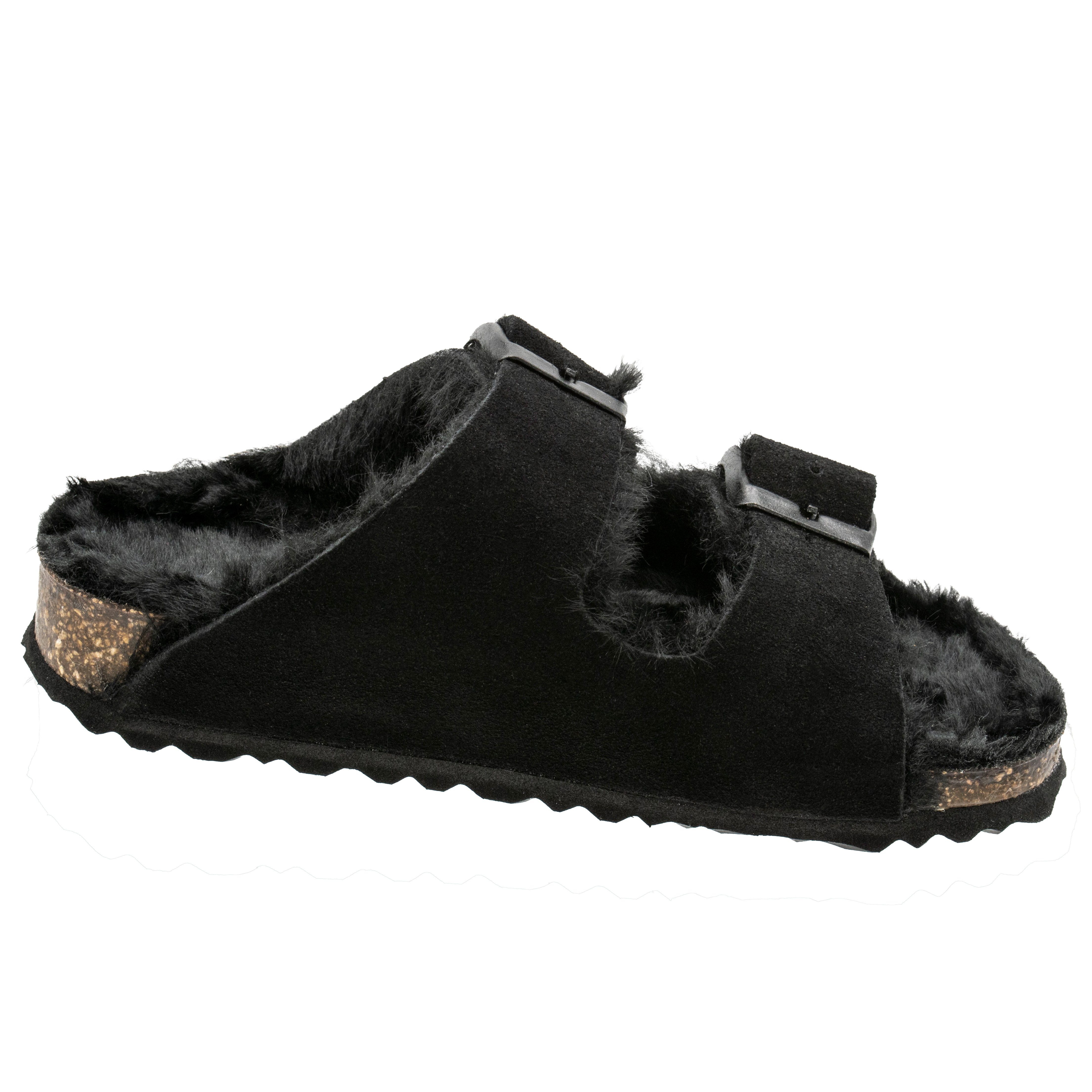 Fischer-Markenschuh Hawaii Pantolette mit Schnallen, aus Softlan (Synthetik), mit Warmfutter (Synthetik)