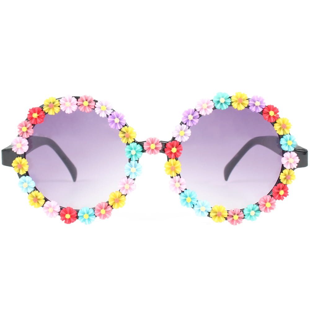 RAINBOW Kostüm Partybrille mit buntem Blumenrand
