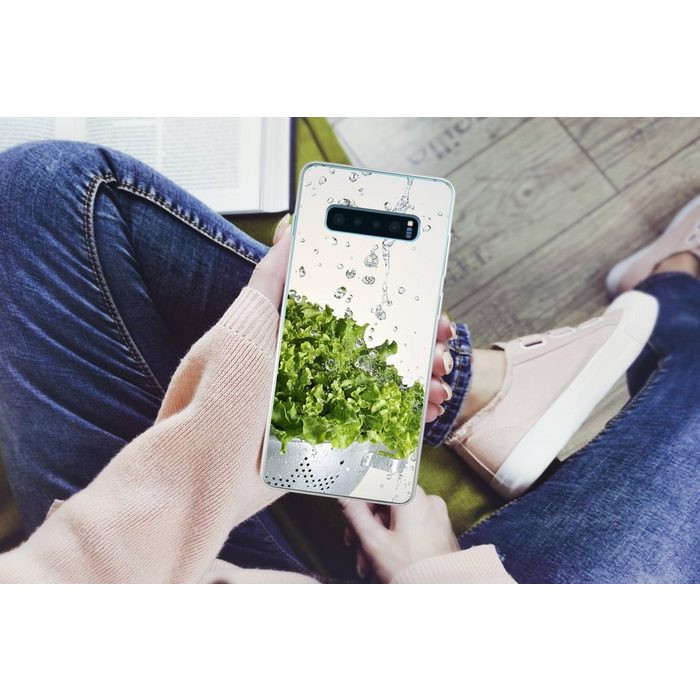 MuchoWow Handyhülle Salat in einem Sieb anfeuchten Phone Case Handyhülle Samsung Galaxy S10+ Silikon Schutzhülle FN11371