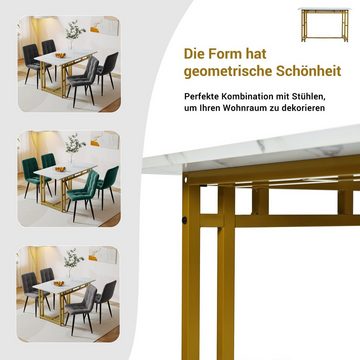 Ulife Essgruppe 1 Esstisch mit 4 Stühlen,Esszimmer Sitzgruppe, goldene Tischbeine, (5-tlg)