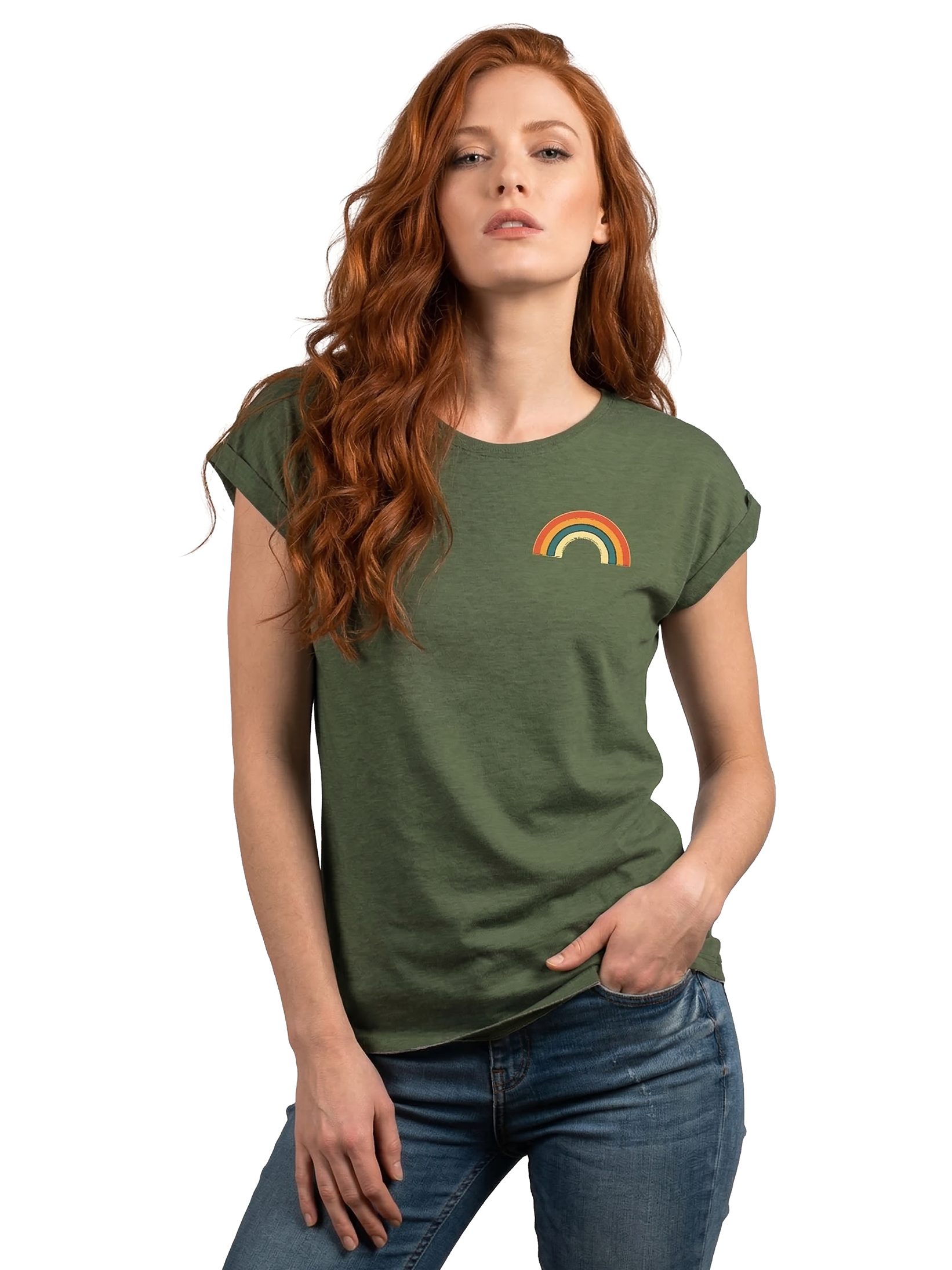 MAKAYA T-Shirt mit Regenbogen Damen Top Rainbow Sommer Tunika Stylisch Elegant (Schwarz, Blau, Grau, Grün, Rosa, Weiß, 36, 38, 40, 42, 44, 46, 48, 50) Baumwolle – Bild 2 von 5