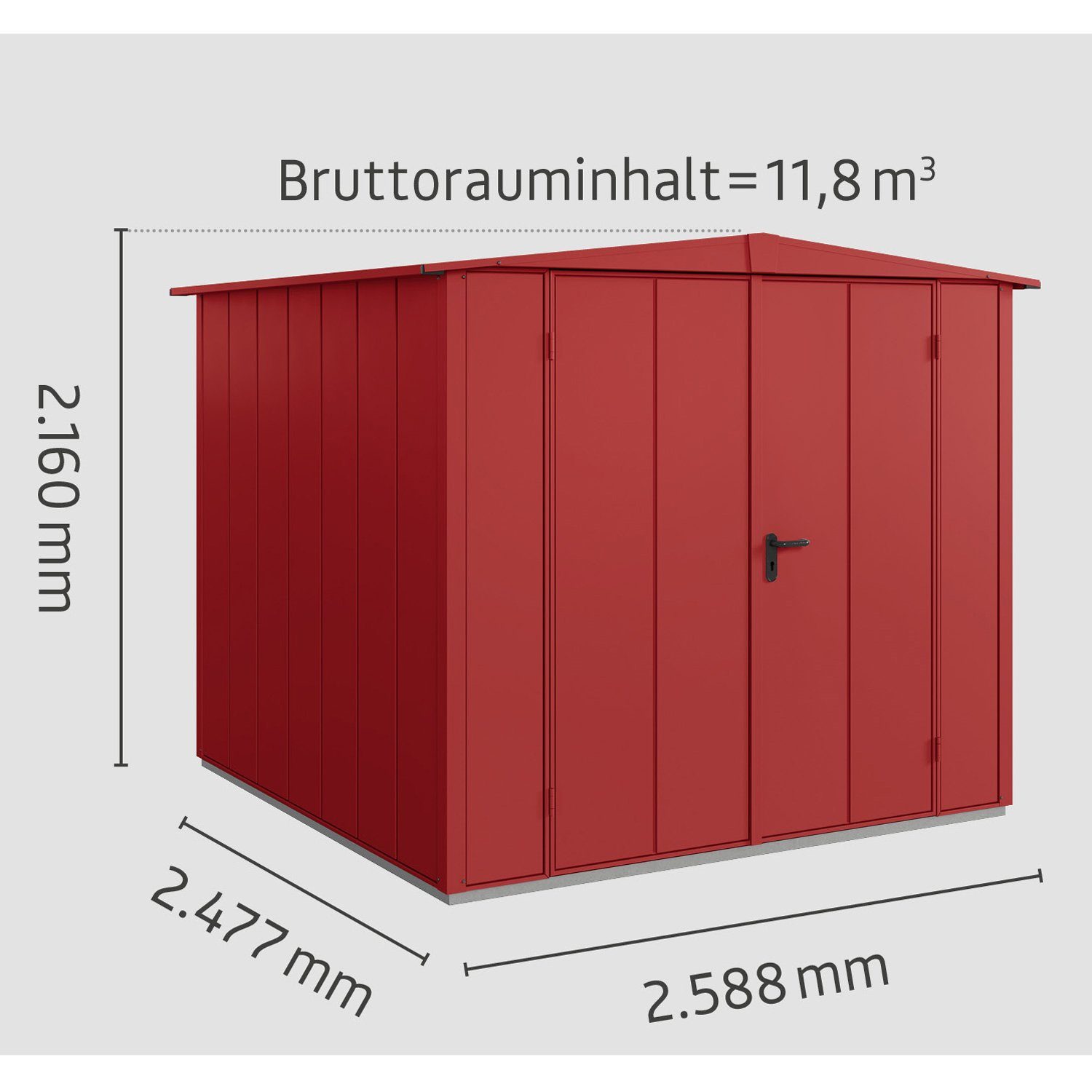 Hörmann Ecostar Gerätehaus Elegant mit Satteldach (259 x 248 cm), aus Metall