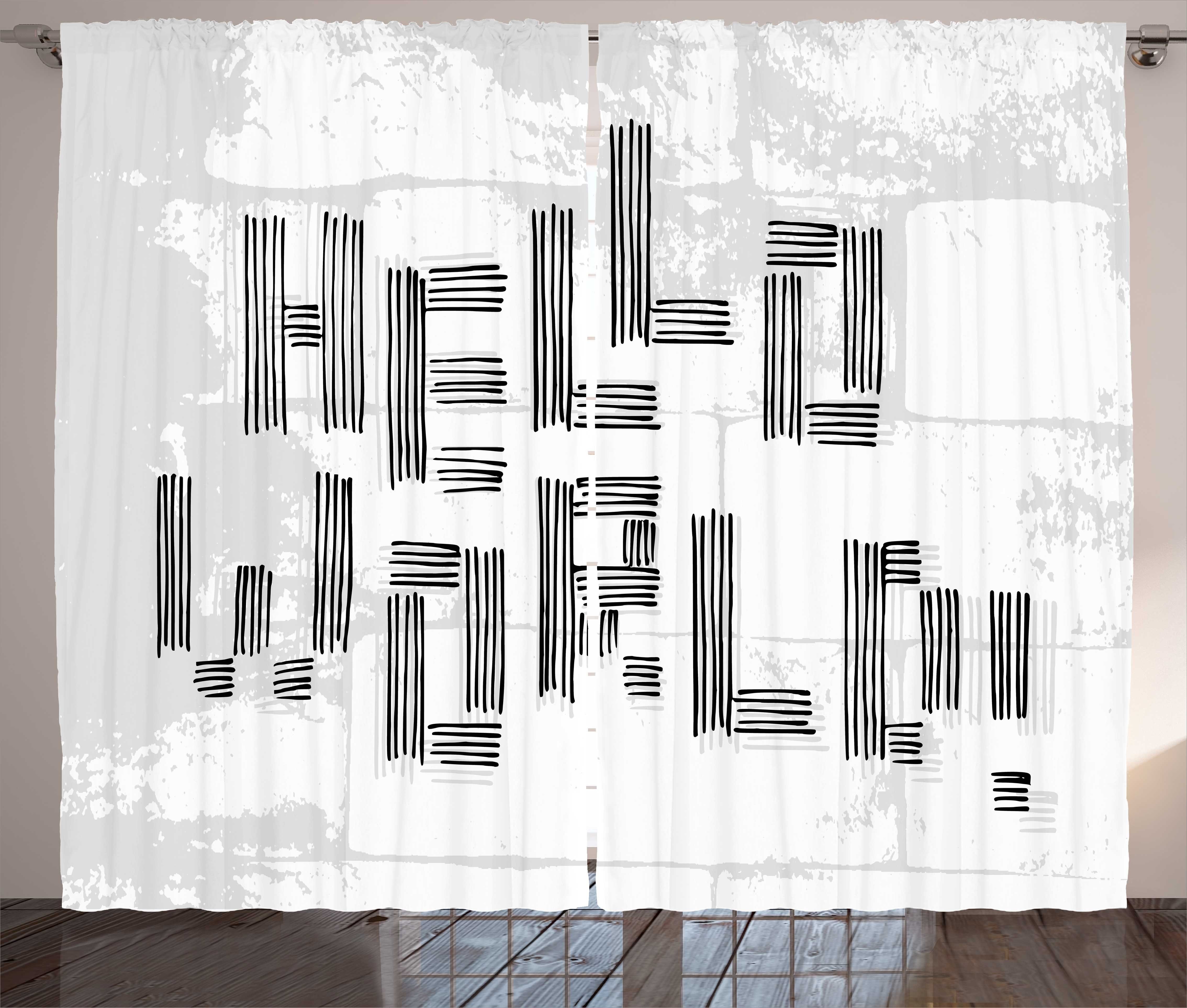 Hallo Kräuselband Abakuhaus, Abstrakt Vorhang mit Zitat Striped Schlaufen Gardine Schlafzimmer und Haken, Welt