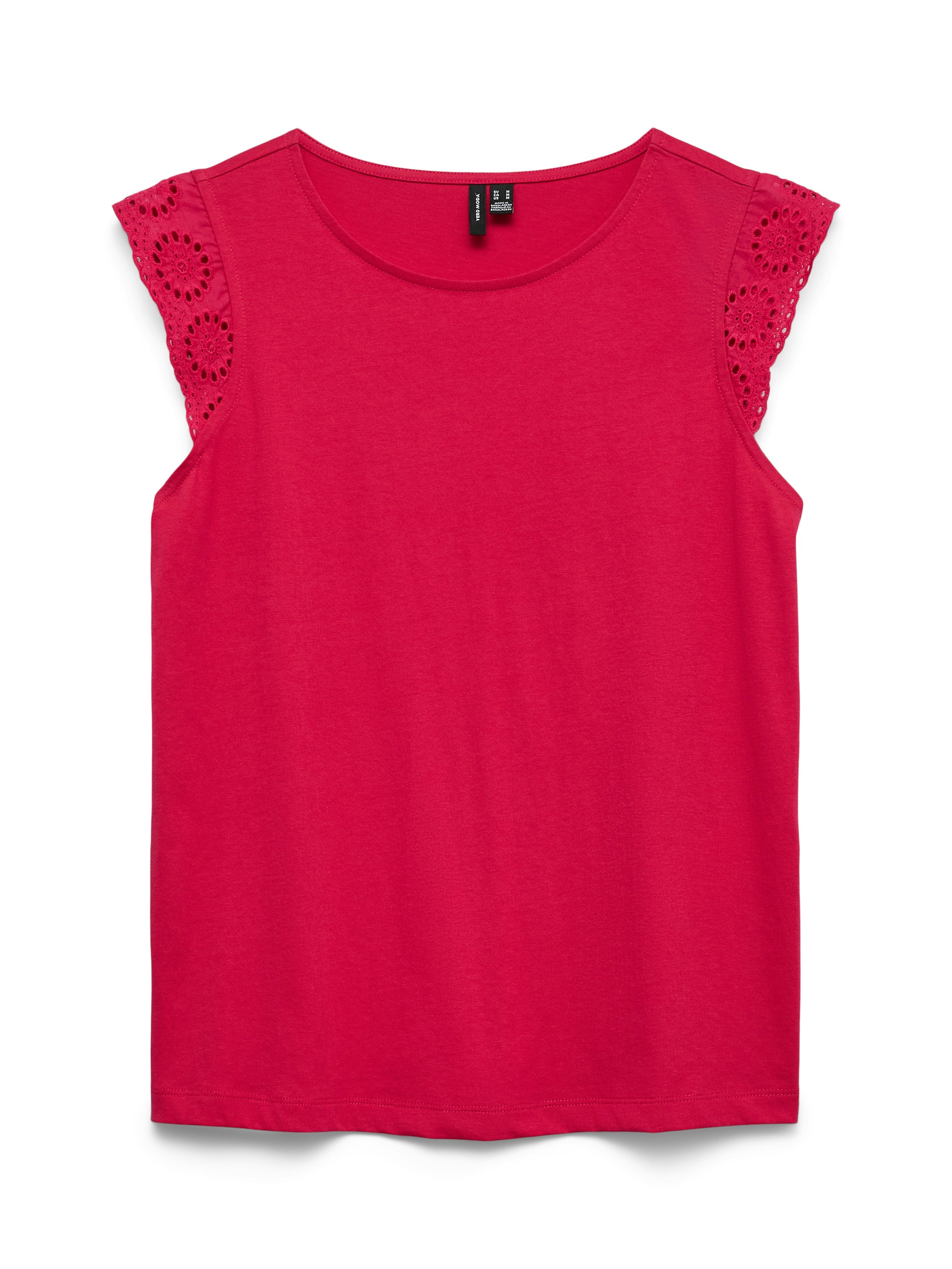 Vero Moda T-Shirt VMEMILY SL GATHERING TOP JRS NOOS Baumwolle, regular fit, Spitze