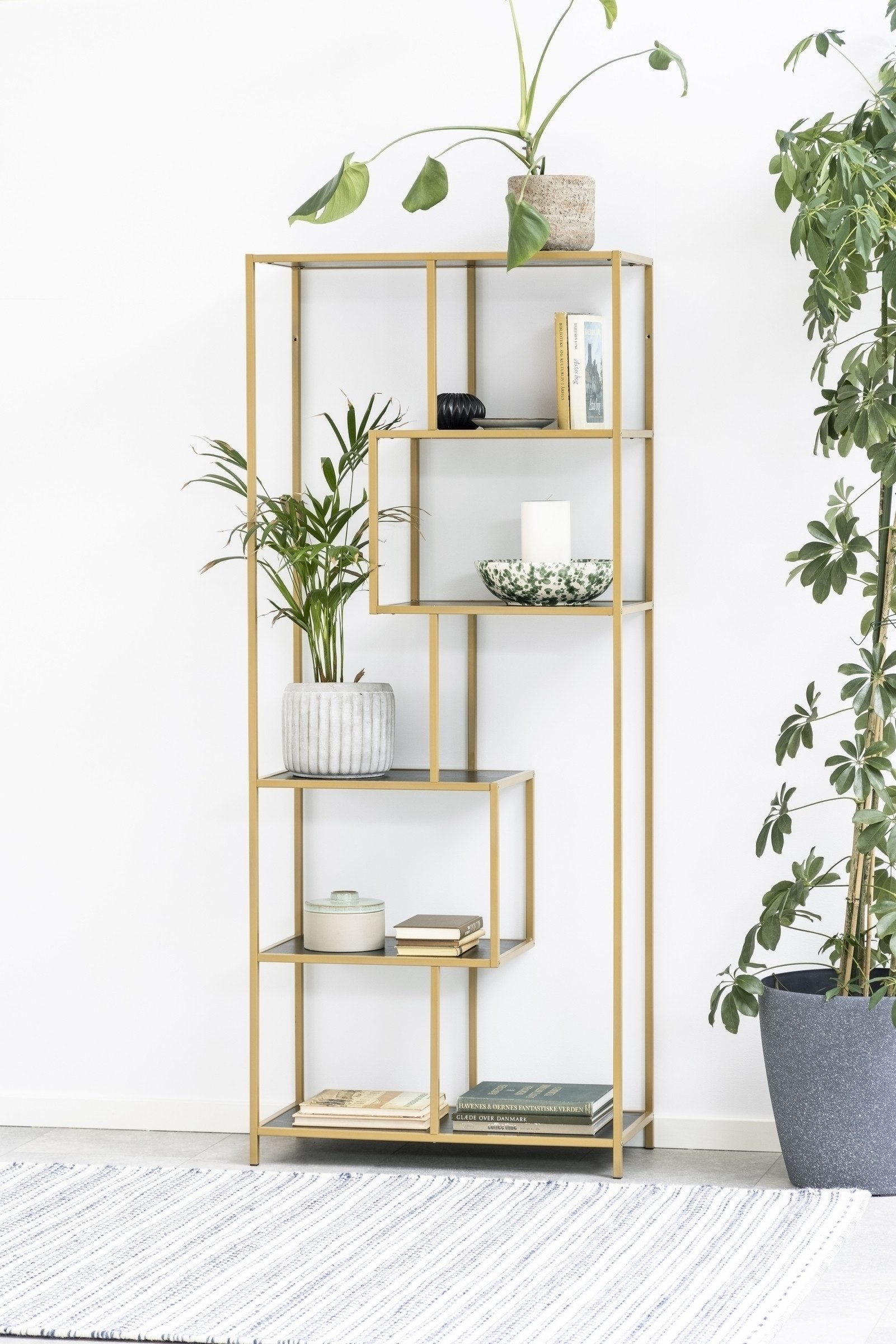 freiraum Standregal Seaford, in schwarz, gold, MDF, Stahl - 77x185x35cm (BxHxT)