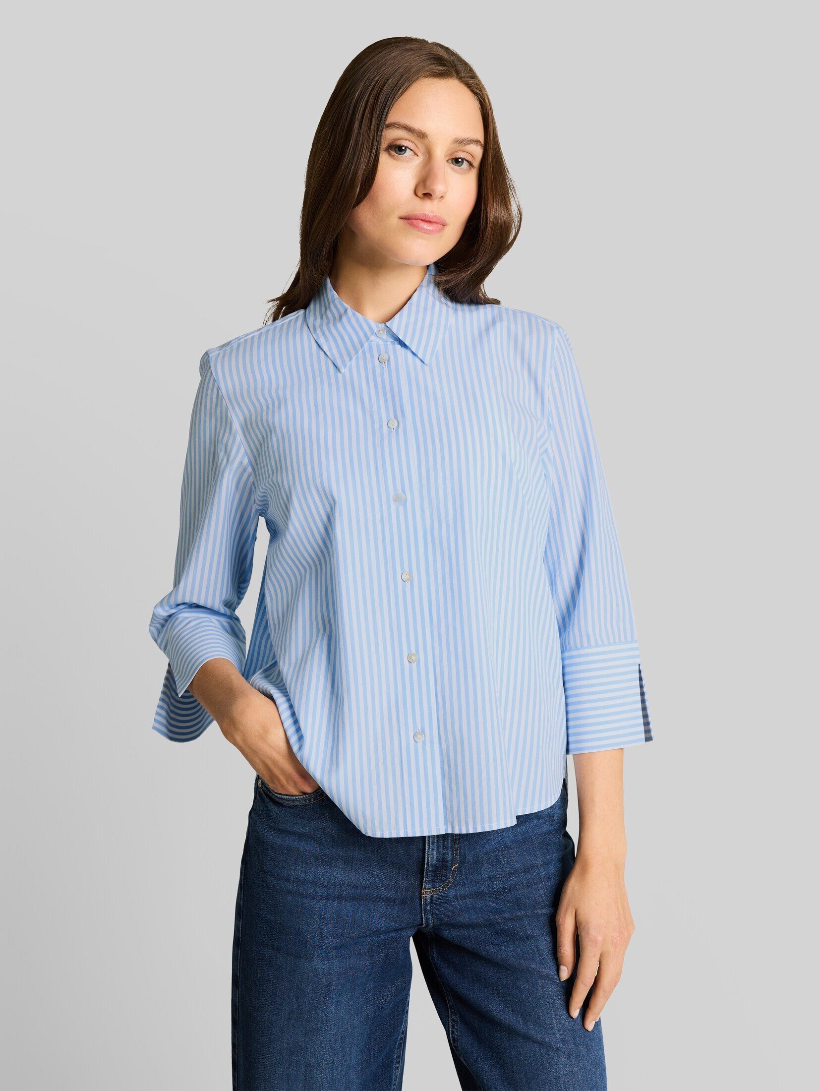 TOM TAILOR Langarmbluse Blusen & Shirts Popeline Hemdbluse mit 3/4-Arm