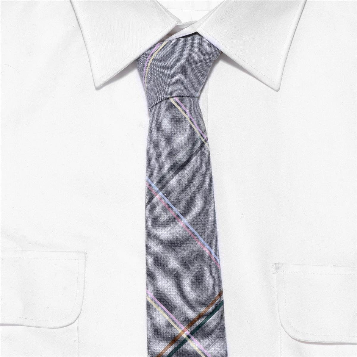 oder Krawatte Krawatte) Krawatte oder Herren für 1x Büro gestreift, kariert (Packung, cm gestreift Veranstaltungen DonDon 6 1-St., festliche Baumwolle, grau-blau